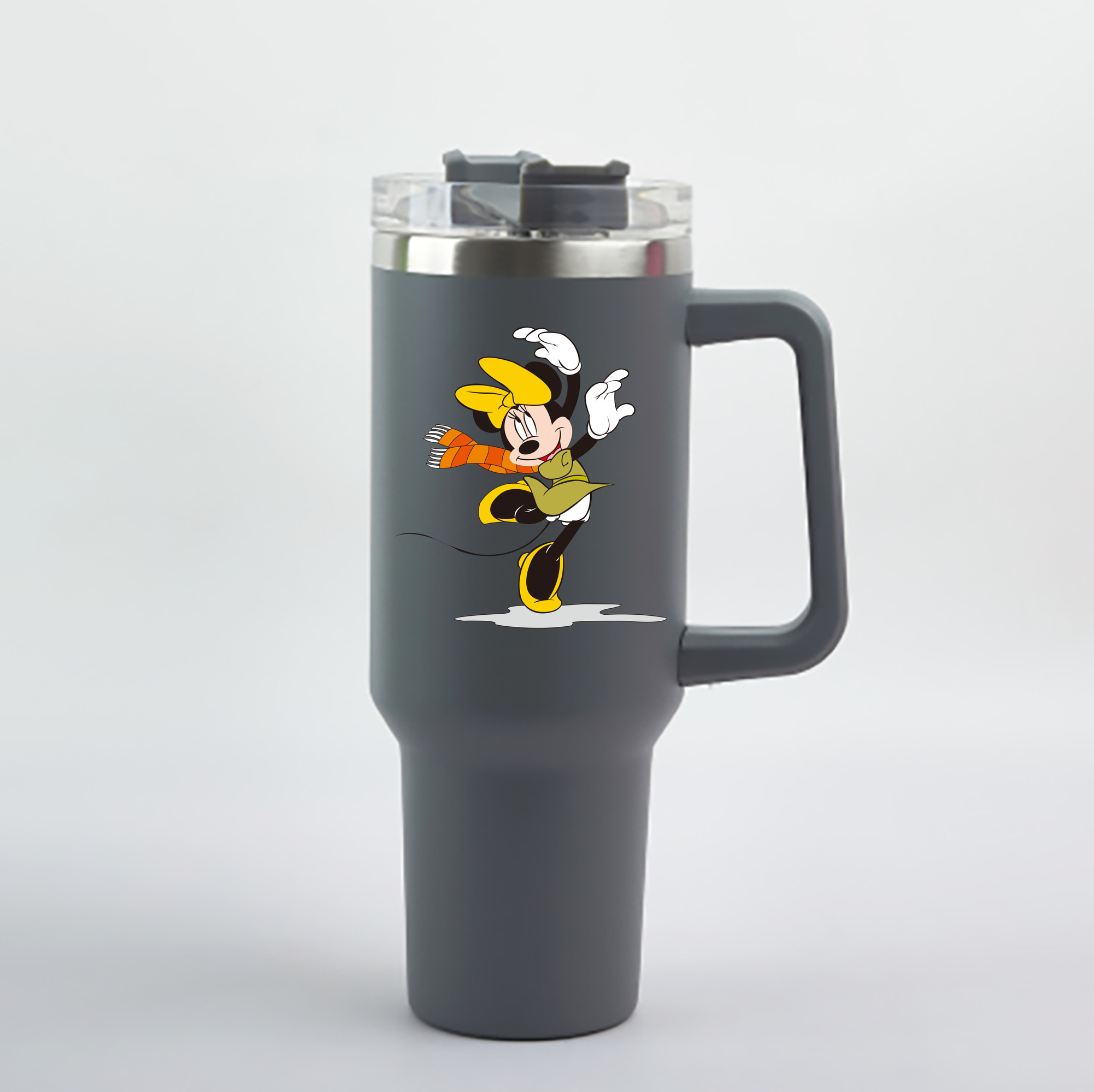 （画像用） ミッキーマウス Mickey Mouse 1200mL車用タンブラー - クリスタルステッカー（プラスチックストロー付き）