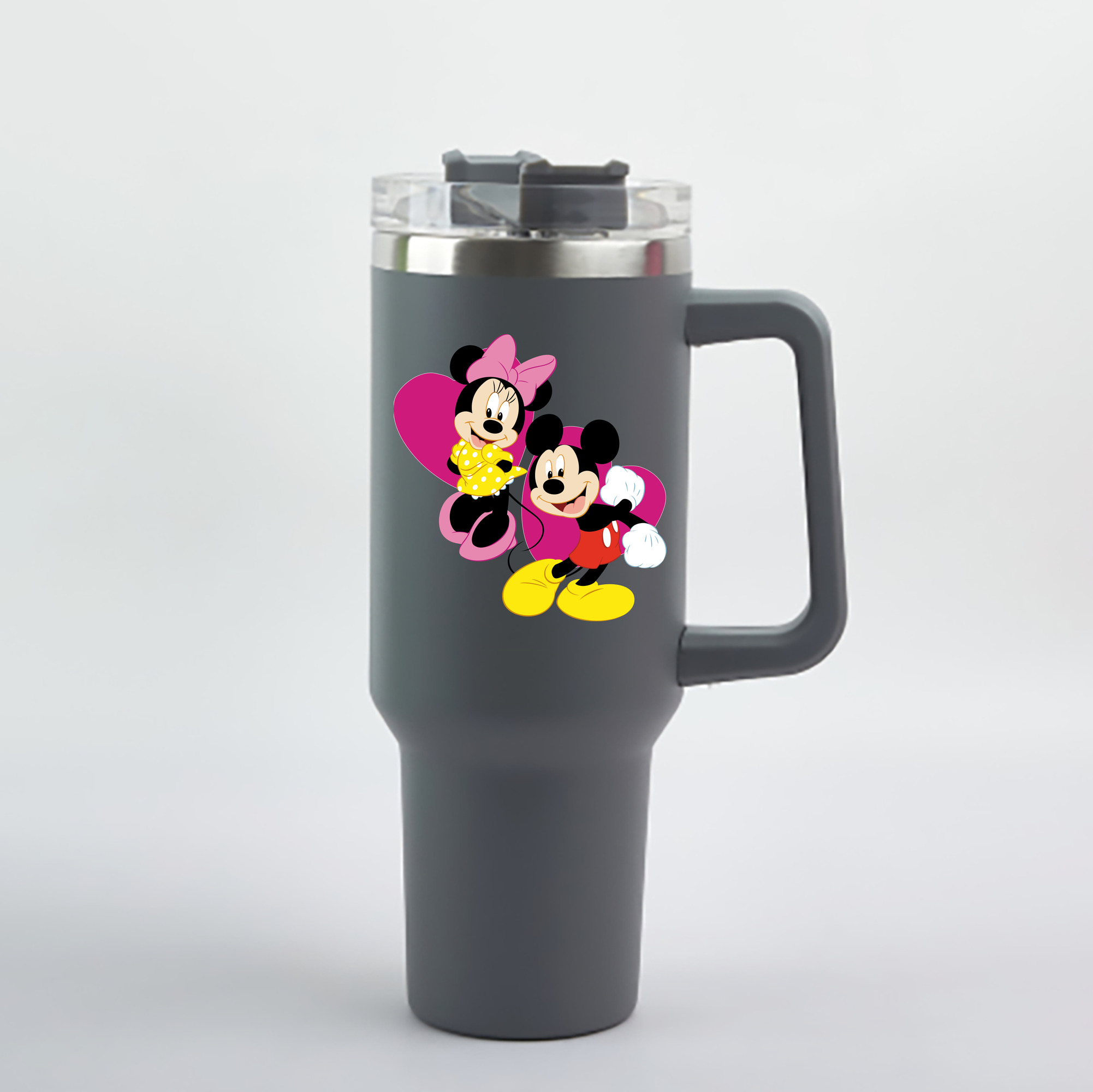 （画像用） ミッキーマウス Mickey Mouse 1200mL車用タンブラー - クリスタルステッカー（プラスチックストロー付き）