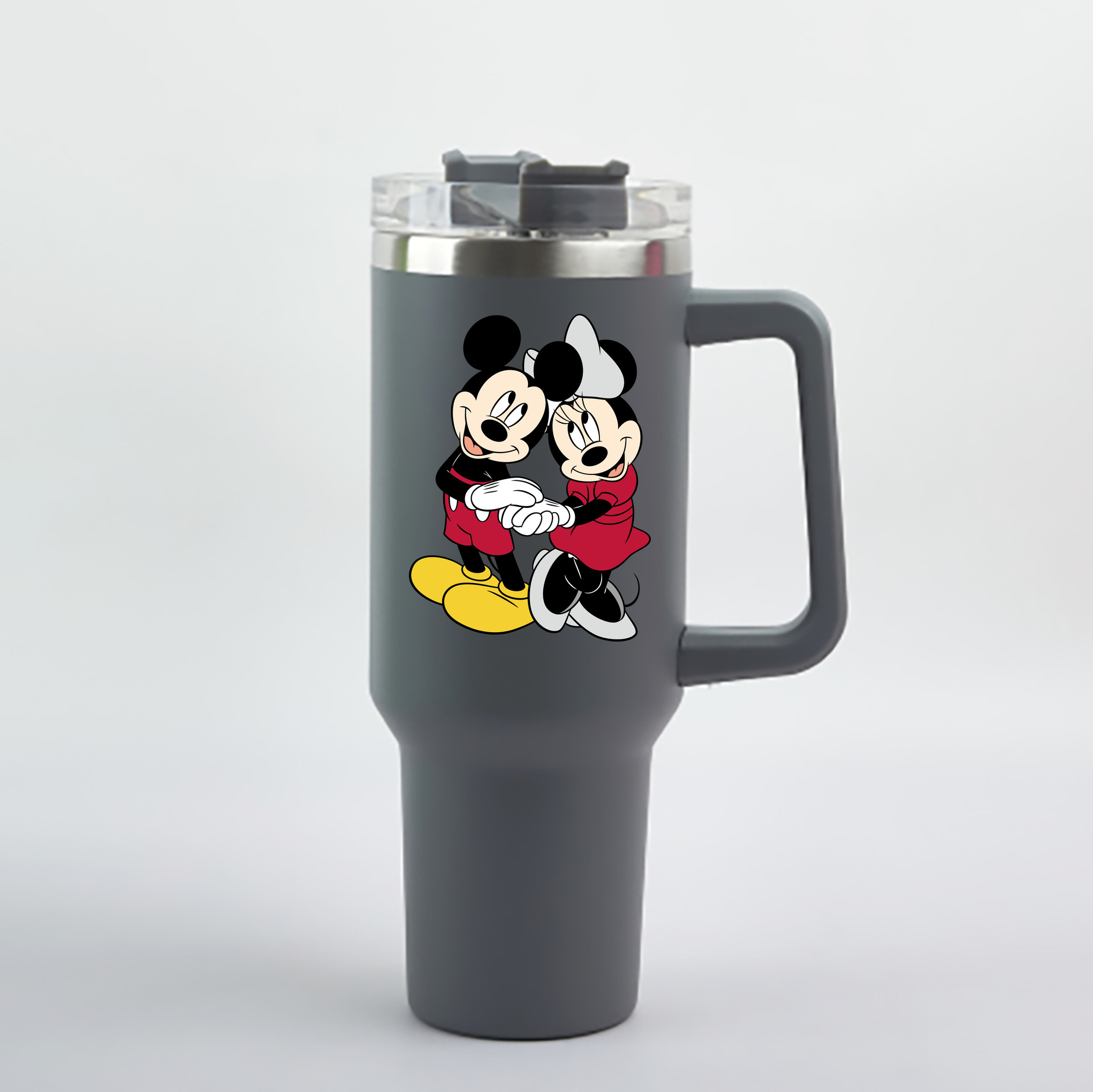 （画像用） ミッキーマウス Mickey Mouse 1200mL車用タンブラー - クリスタルステッカー（プラスチックストロー付き）
