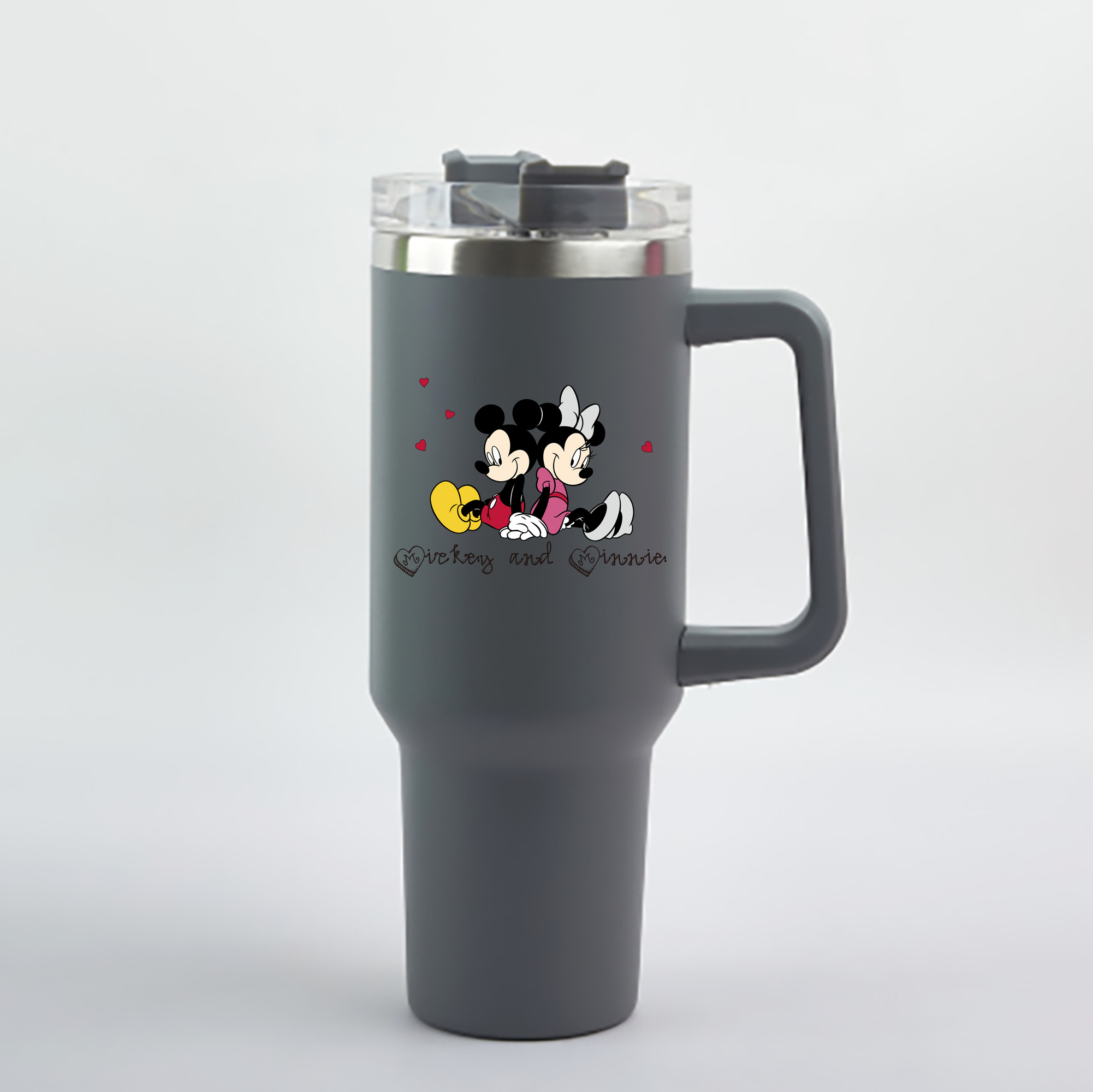 （画像用） ミッキーマウス Mickey Mouse 1200mL車用タンブラー - クリスタルステッカー（プラスチックストロー付き）