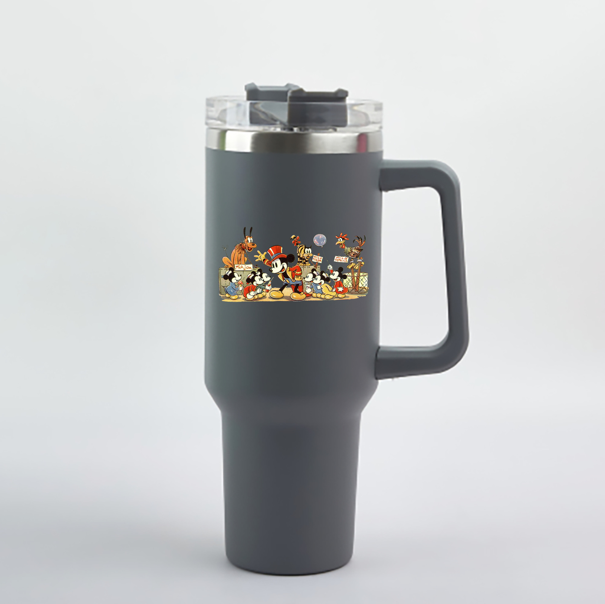 （画像用） ミッキーマウス Mickey Mouse 1200mL車用タンブラー - クリスタルステッカー（プラスチックストロー付き）