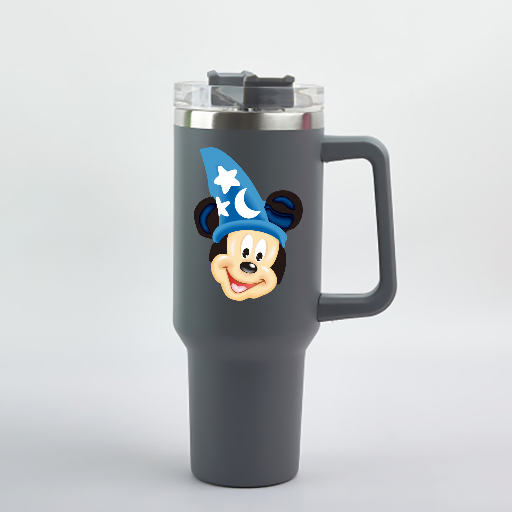 （画像用） ミッキーマウス Mickey Mouse 1200mL車用タンブラー - クリスタルステッカー（プラスチックストロー付き）