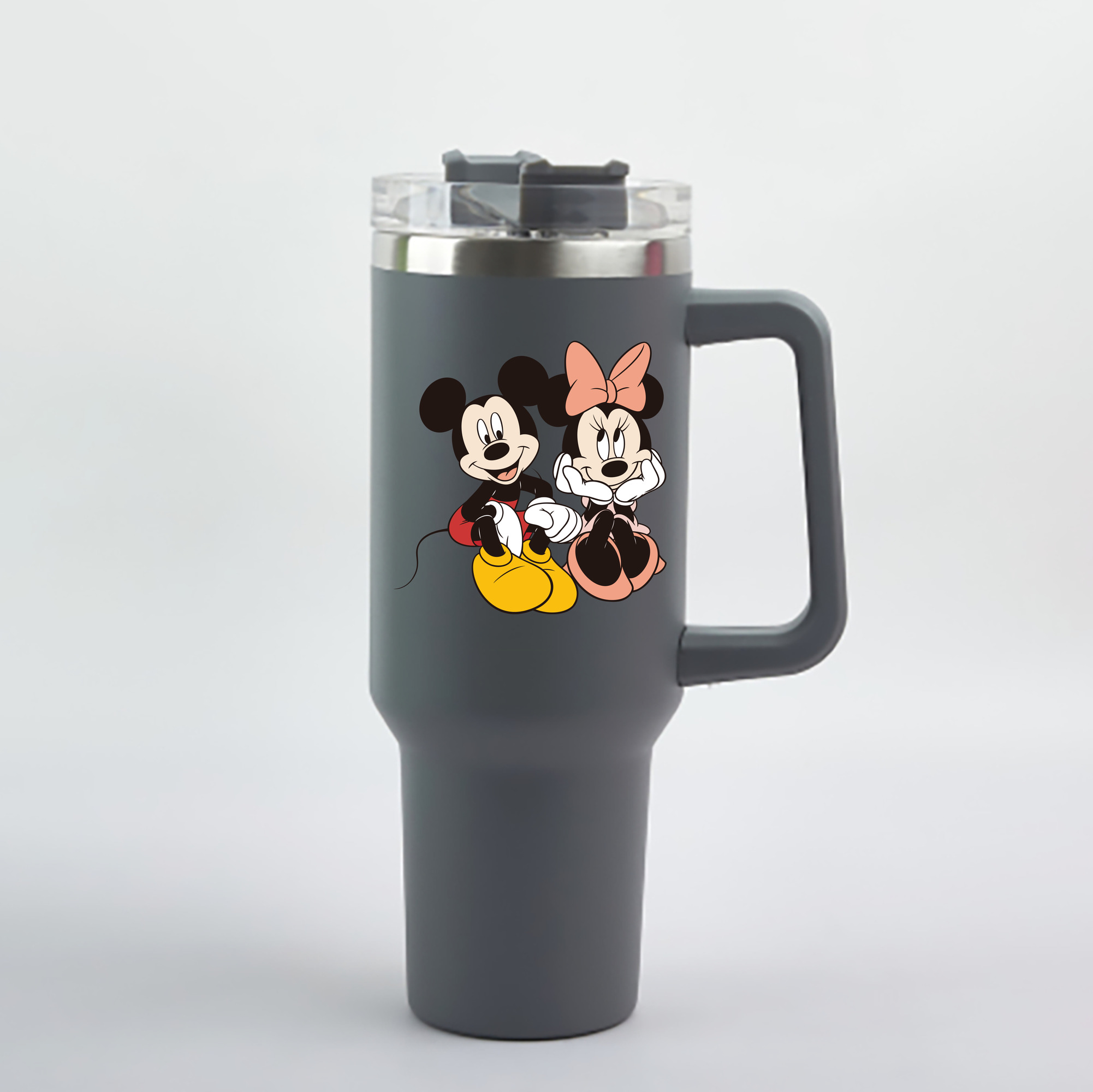 （画像用） ミッキーマウス Mickey Mouse 1200mL車用タンブラー - クリスタルステッカー（プラスチックストロー付き）