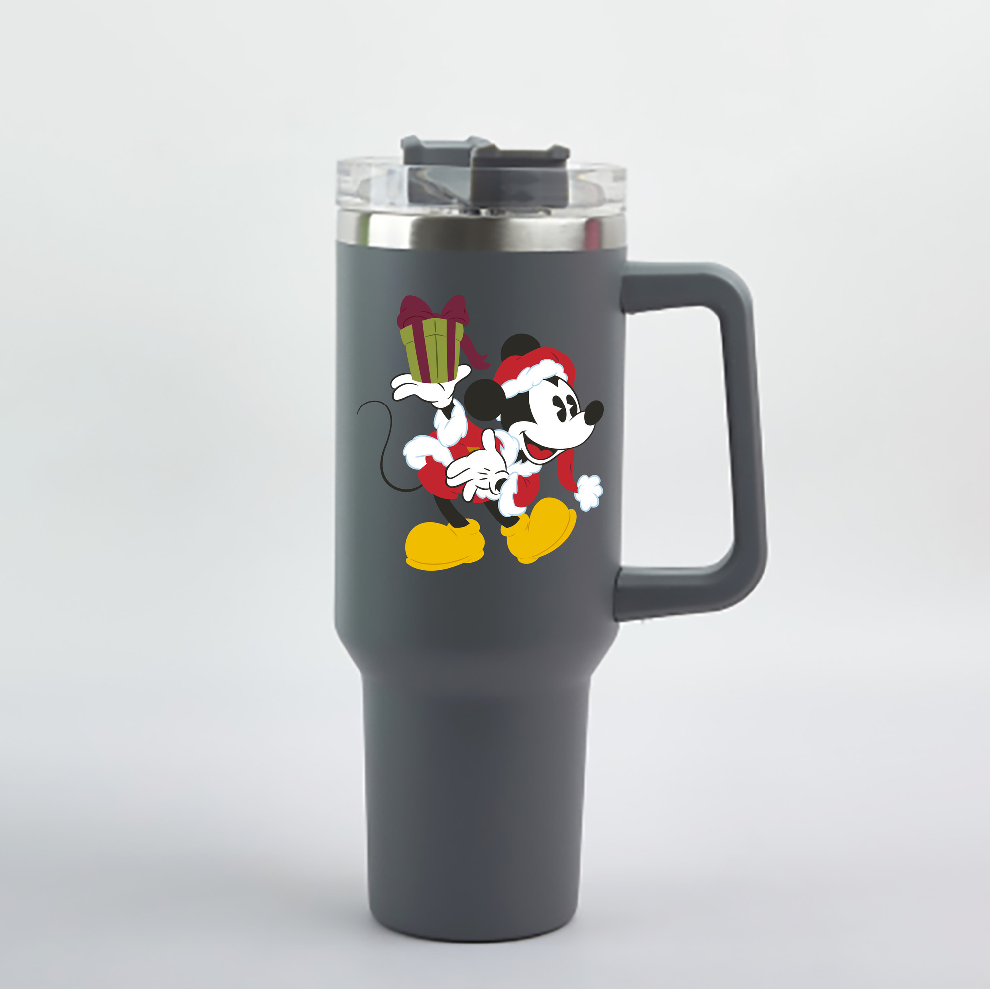 （画像用） ミッキーマウス Mickey Mouse 1200mL車用タンブラー - クリスタルステッカー（プラスチックストロー付き）