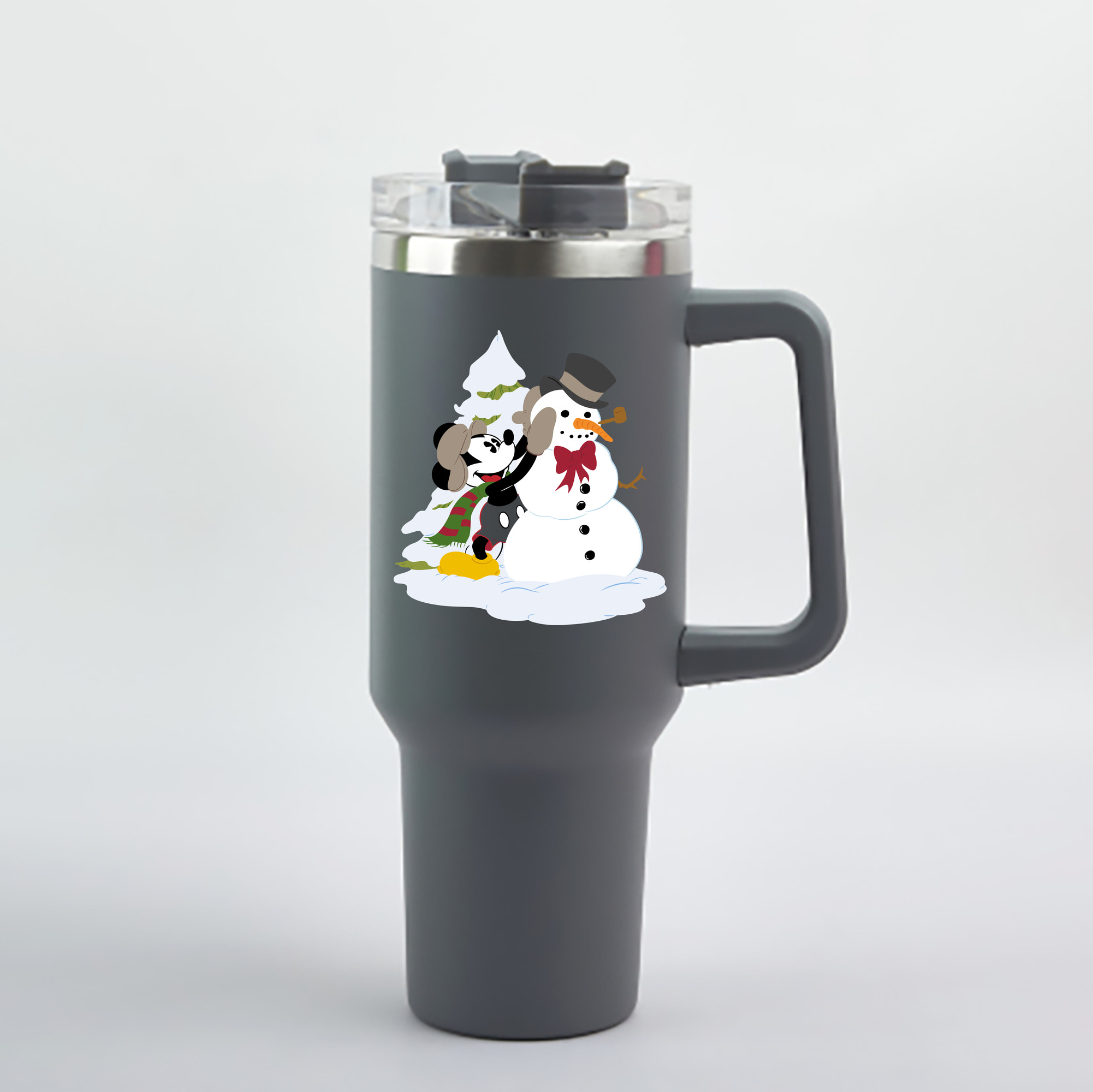 （画像用） ミッキーマウス Mickey Mouse 1200mL車用タンブラー - クリスタルステッカー（プラスチックストロー付き）