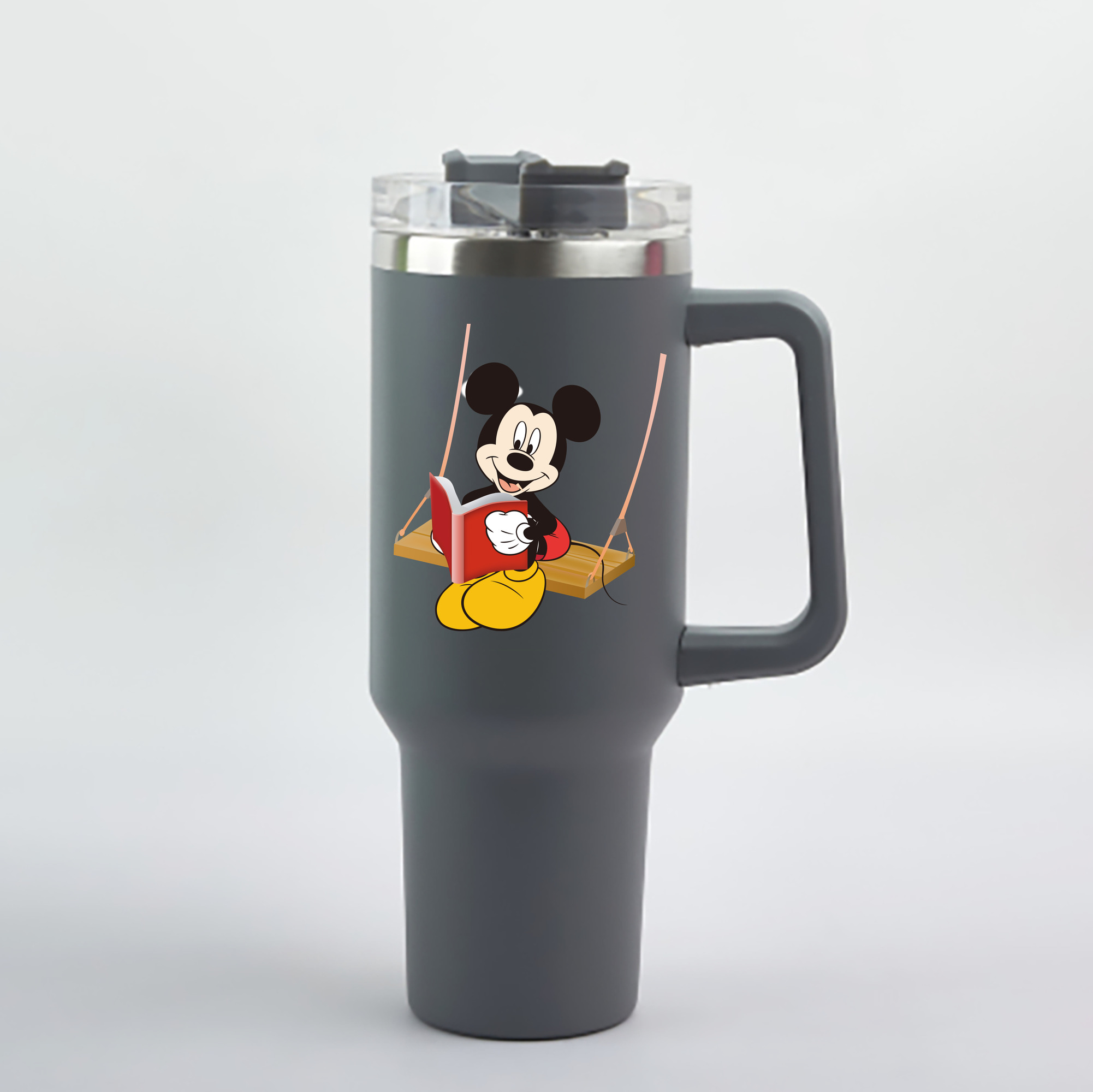 （画像用） ミッキーマウス Mickey Mouse 1200mL車用タンブラー - クリスタルステッカー（プラスチックストロー付き）