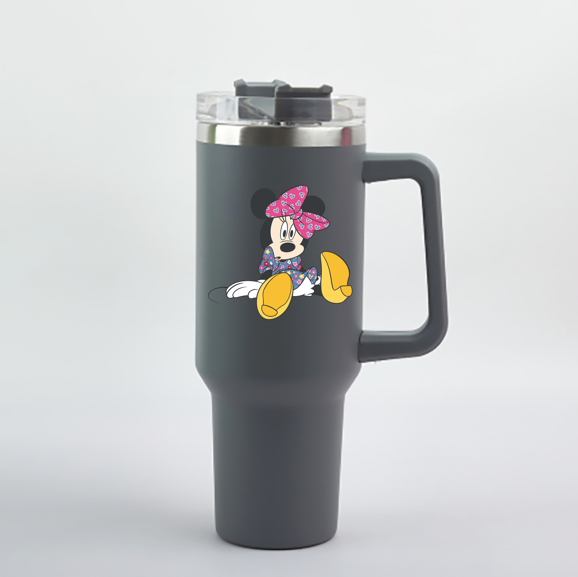 （画像用） ミッキーマウス Mickey Mouse 1200mL車用タンブラー - クリスタルステッカー（プラスチックストロー付き）