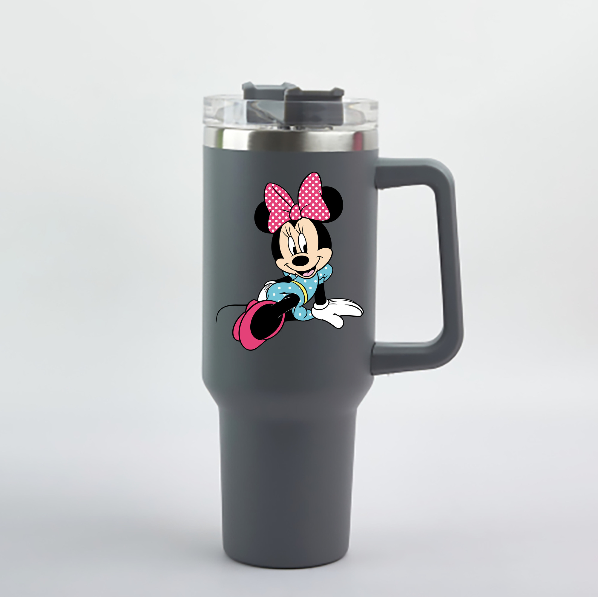（画像用） ミッキーマウス Mickey Mouse 1200mL車用タンブラー - クリスタルステッカー（プラスチックストロー付き）