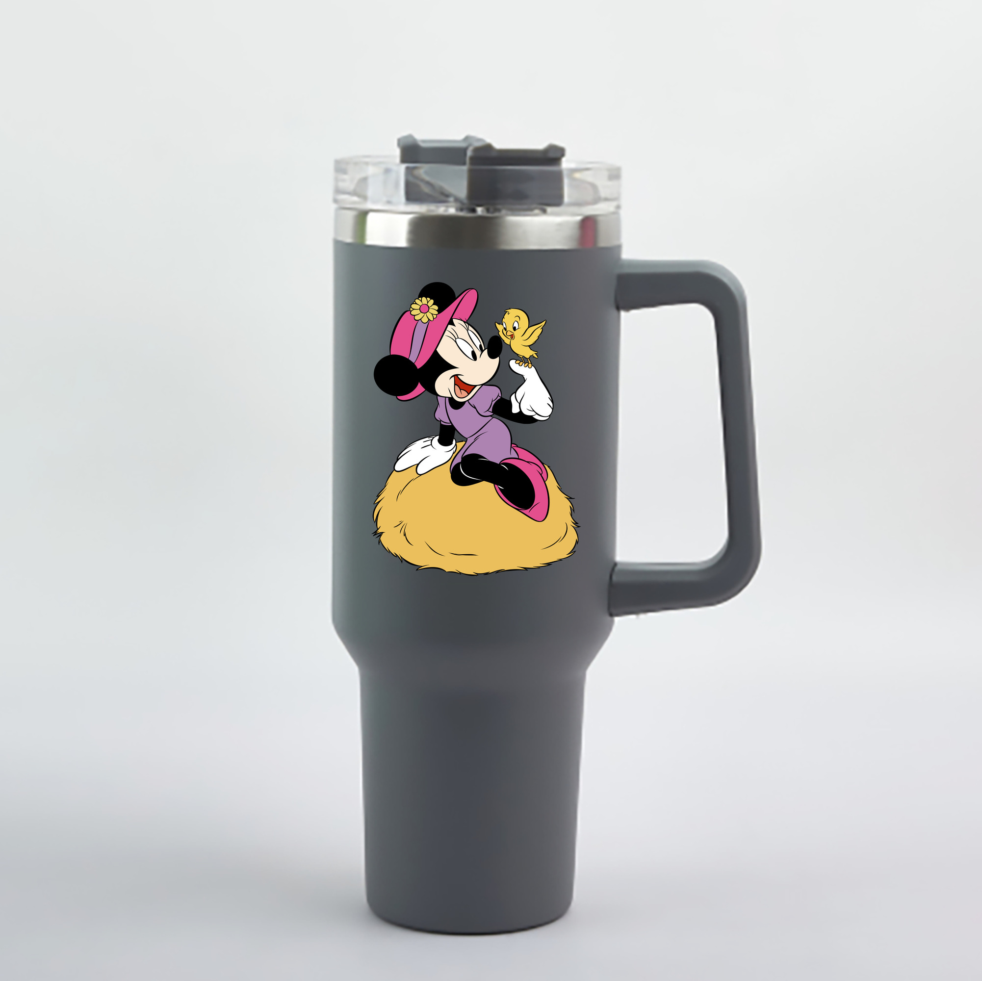 （画像用） ミッキーマウス Mickey Mouse 1200mL車用タンブラー - クリスタルステッカー（プラスチックストロー付き）