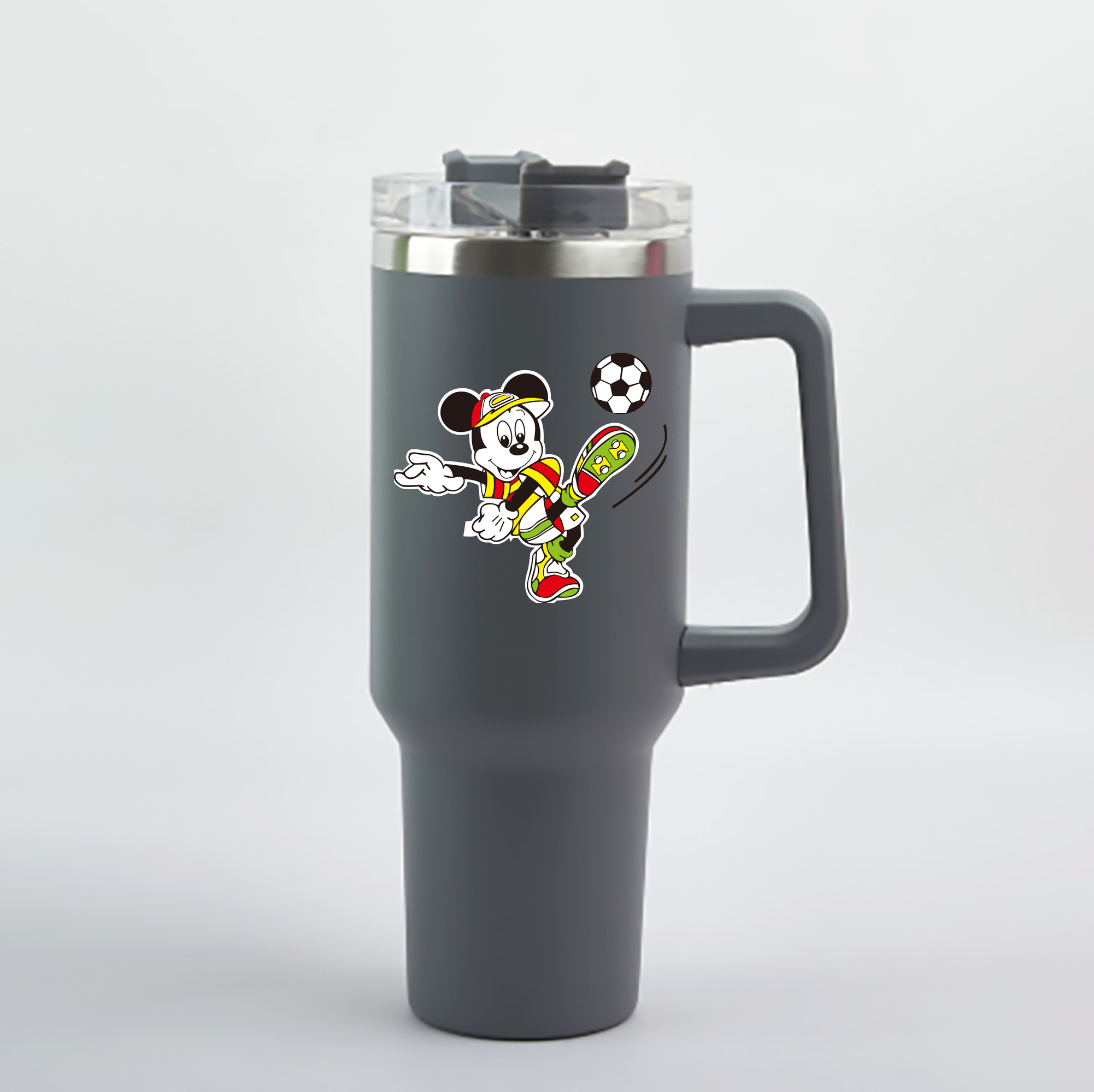 （画像用） ミッキーマウス Mickey Mouse 1200mL車用タンブラー - クリスタルステッカー（プラスチックストロー付き）