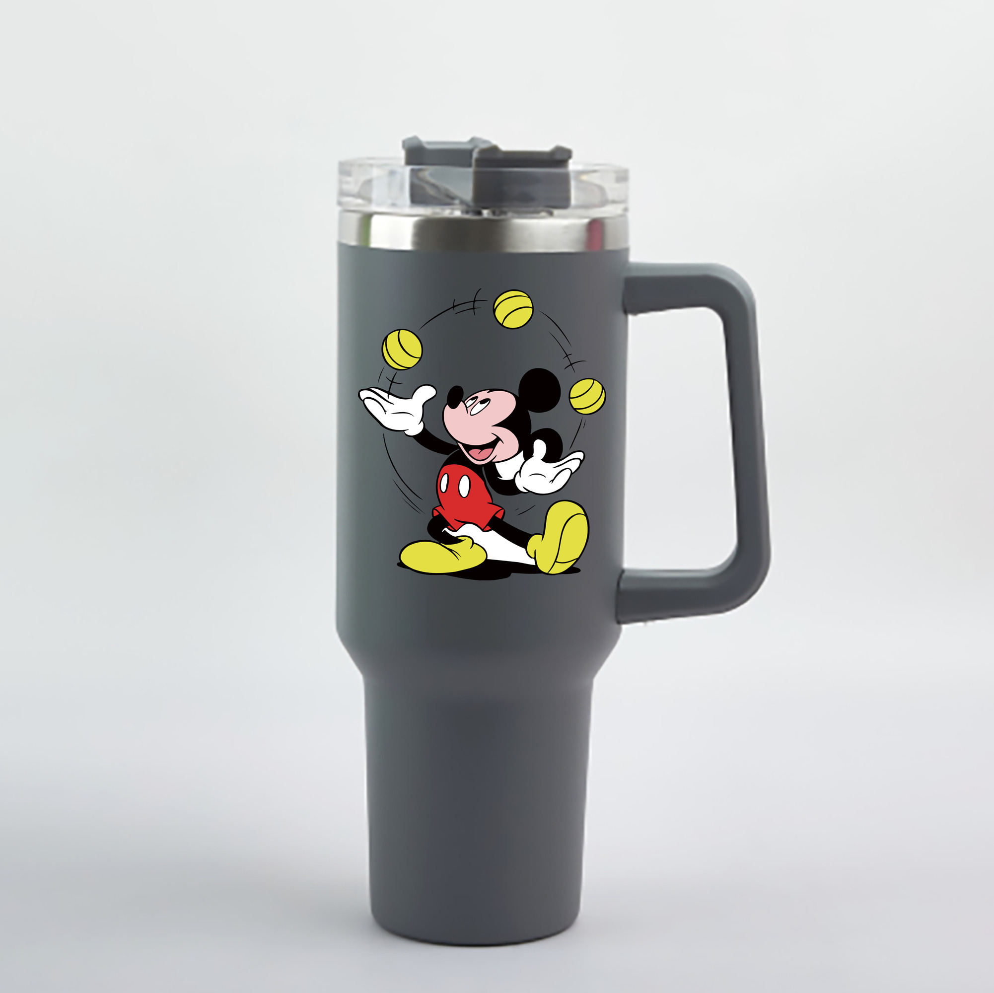 （画像用） ミッキーマウス Mickey Mouse 1200mL車用タンブラー - クリスタルステッカー（プラスチックストロー付き）
