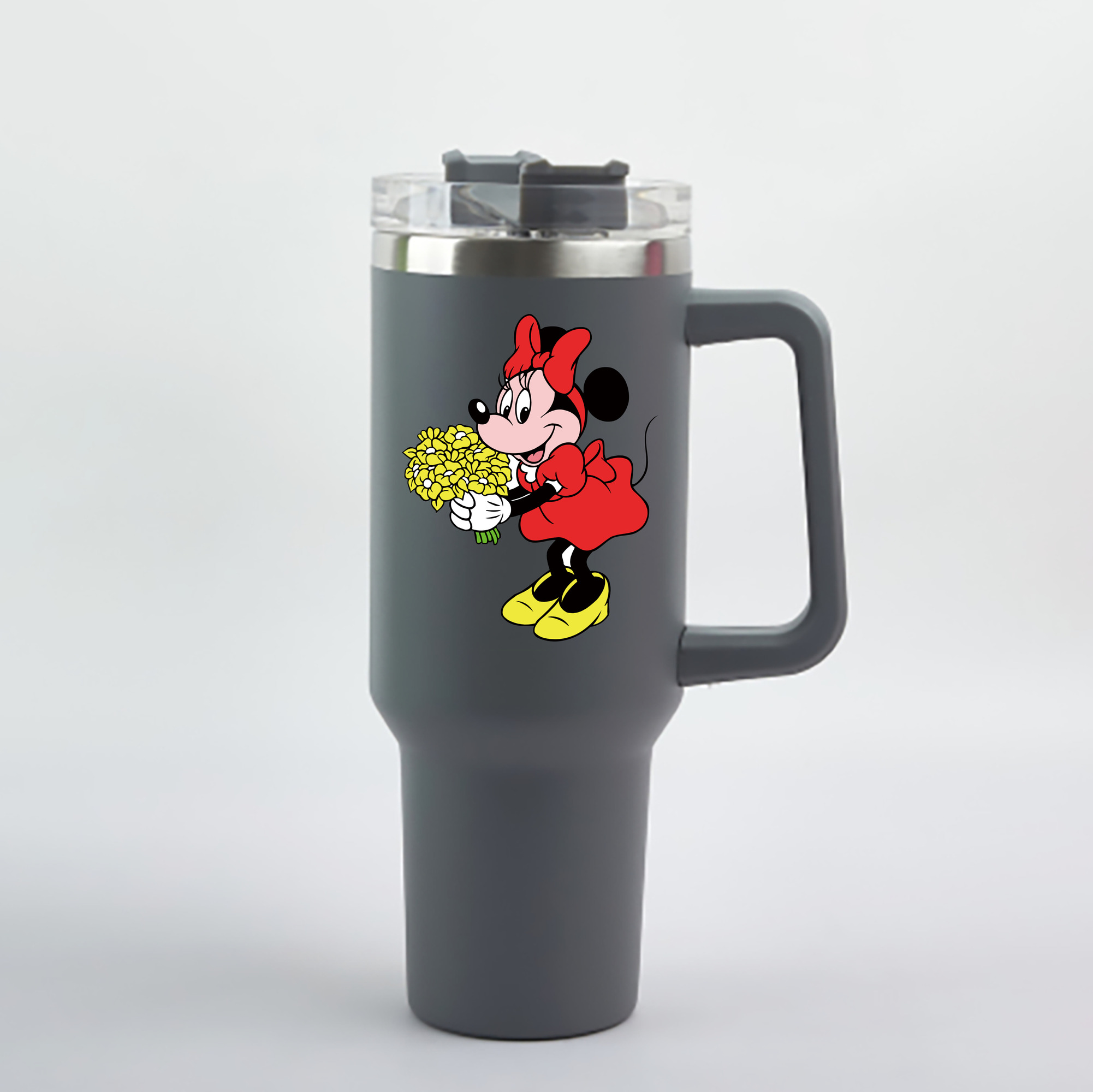 （画像用） ミッキーマウス Mickey Mouse 1200mL車用タンブラー - クリスタルステッカー（プラスチックストロー付き）