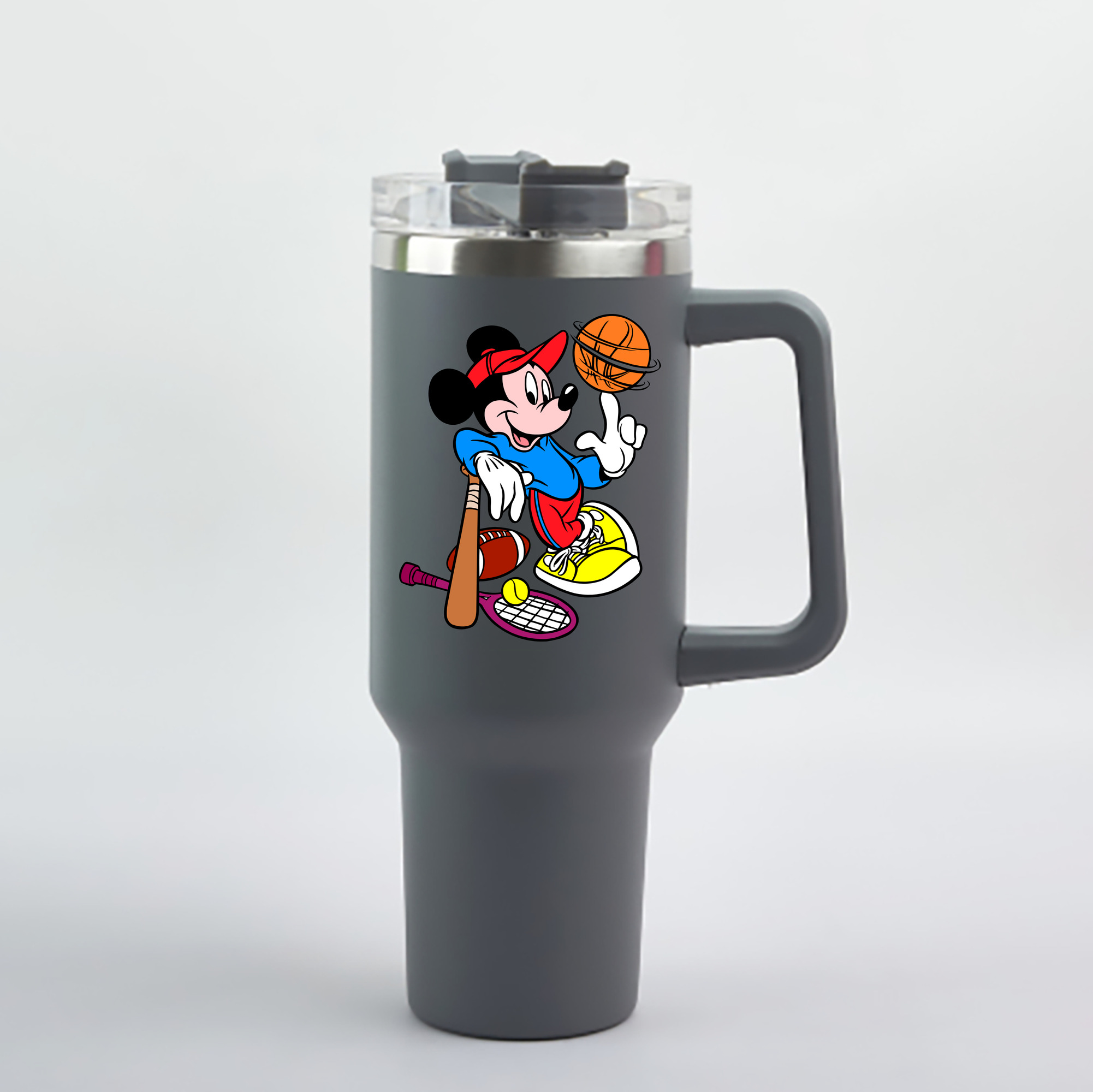 （画像用） ミッキーマウス Mickey Mouse 1200mL車用タンブラー - クリスタルステッカー（プラスチックストロー付き）
