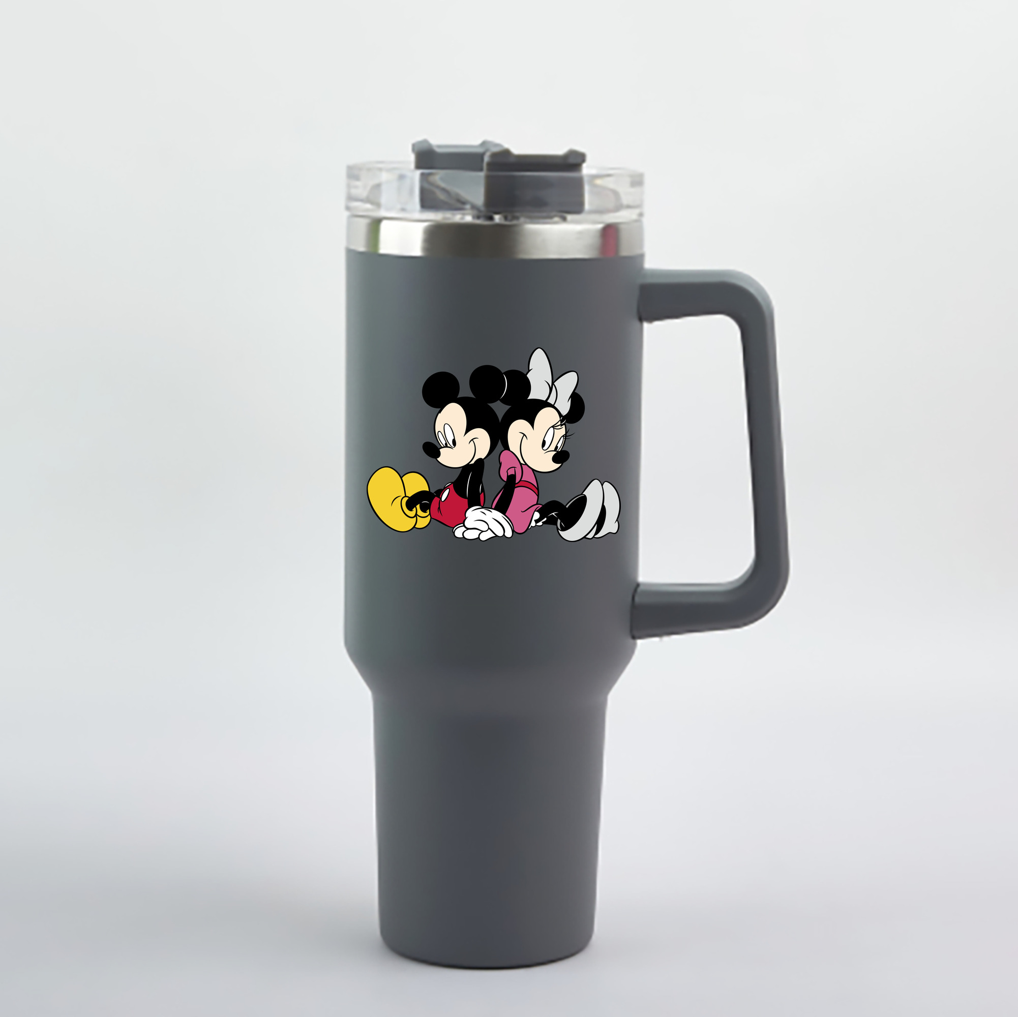 （画像用） ミッキーマウス Mickey Mouse 1200mL車用タンブラー - クリスタルステッカー（プラスチックストロー付き）