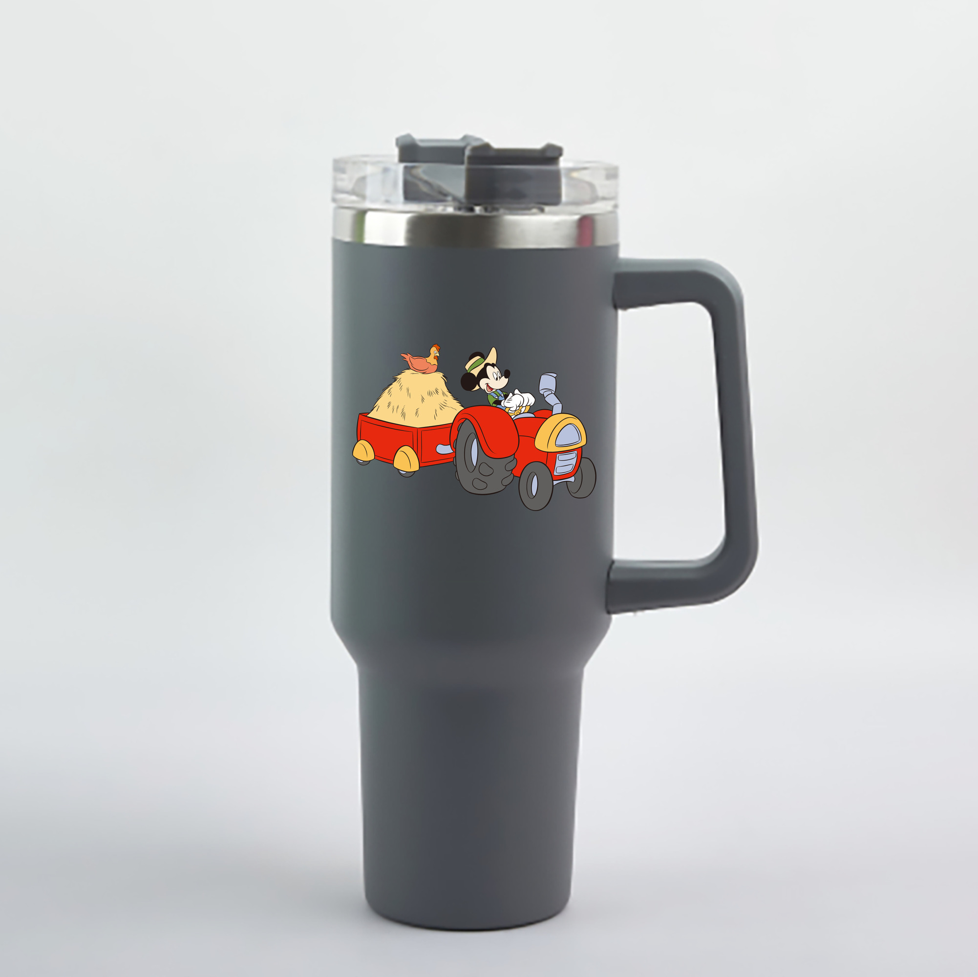 （画像用） ミッキーマウス Mickey Mouse 1200mL車用タンブラー - クリスタルステッカー（プラスチックストロー付き）