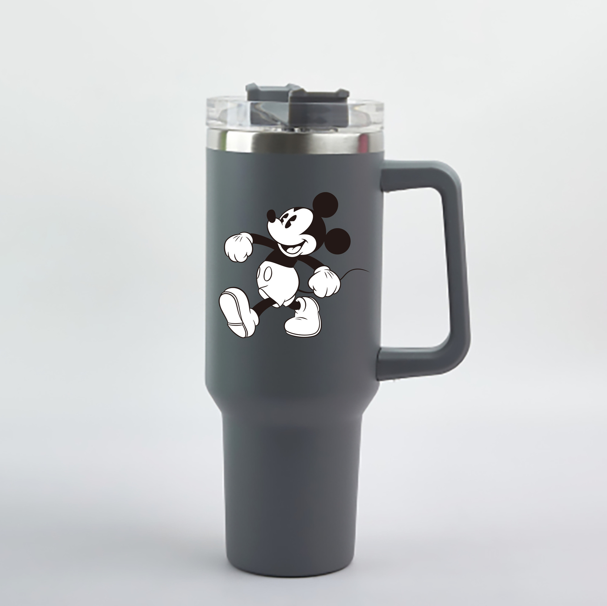 （画像用） ミッキーマウス Mickey Mouse 1200mL車用タンブラー - クリスタルステッカー（プラスチックストロー付き）