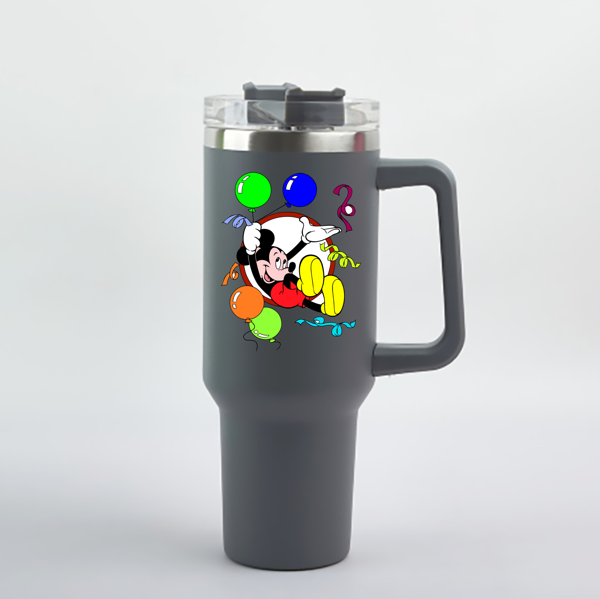 （画像用） ミッキーマウス Mickey Mouse 1200mL車用タンブラー - クリスタルステッカー（プラスチックストロー付き）