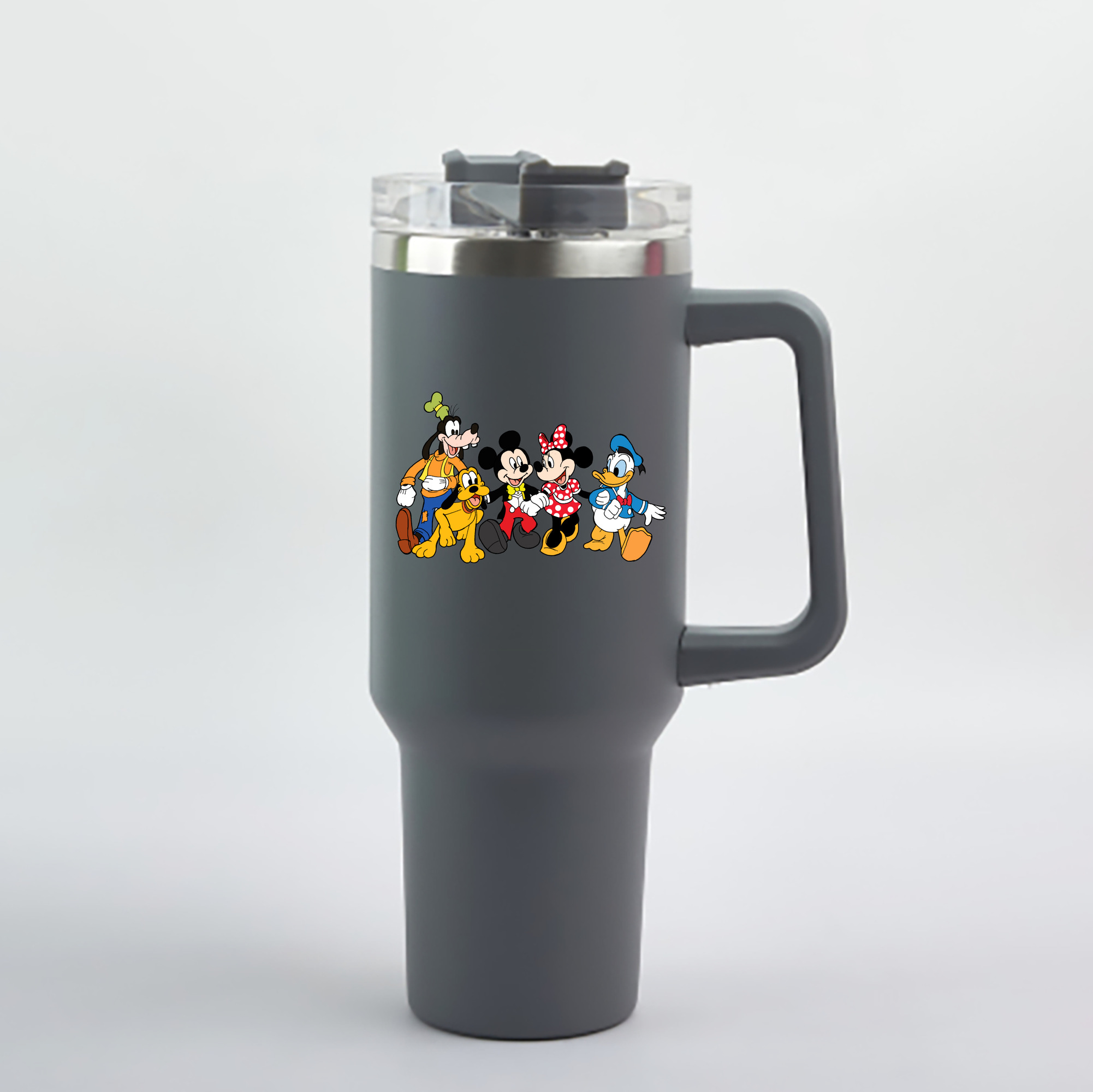 （画像用） ミッキーマウス Mickey Mouse 1200mL車用タンブラー - クリスタルステッカー（プラスチックストロー付き）