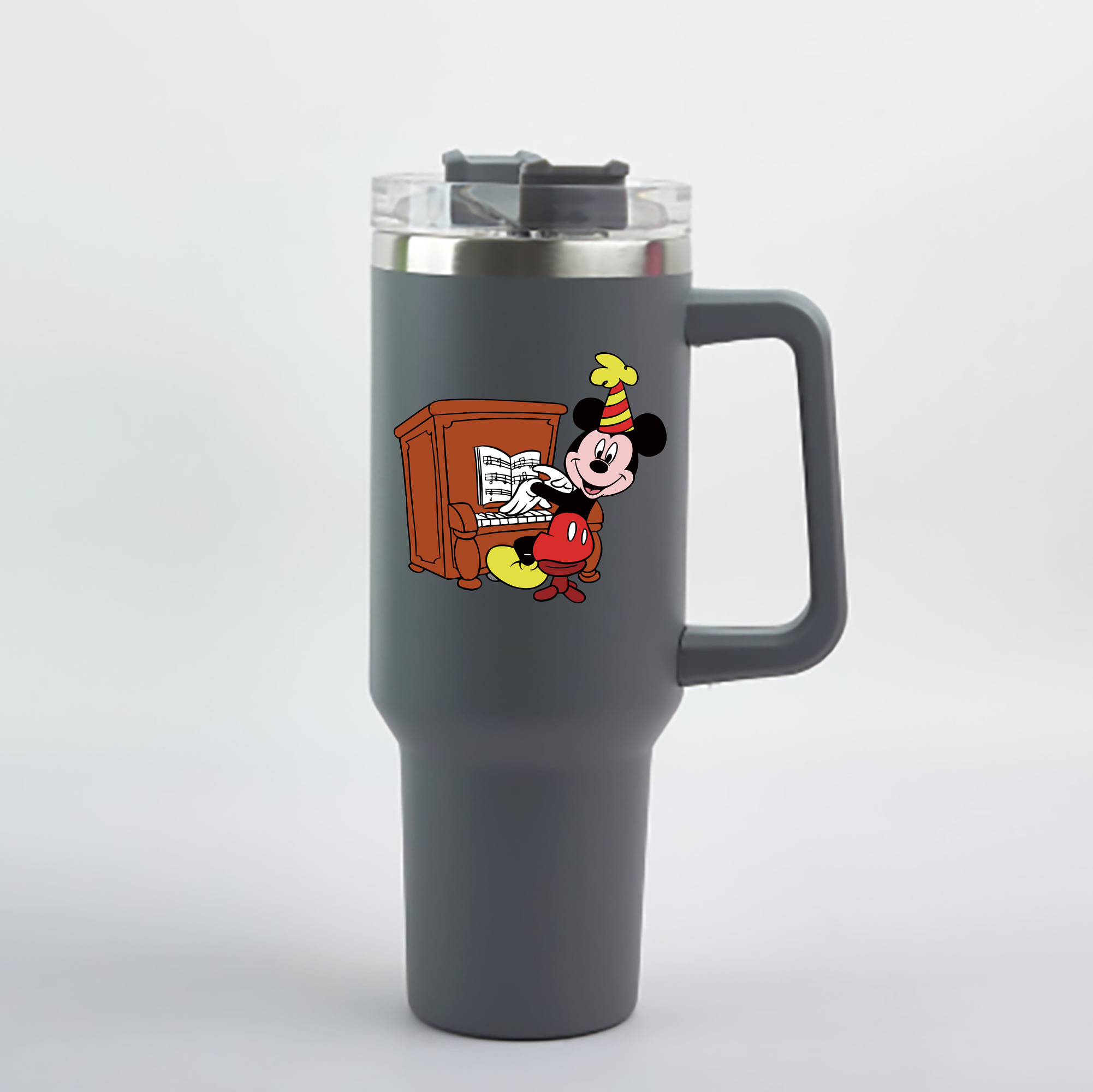 （画像用） ミッキーマウス Mickey Mouse 1200mL車用タンブラー - クリスタルステッカー（プラスチックストロー付き）
