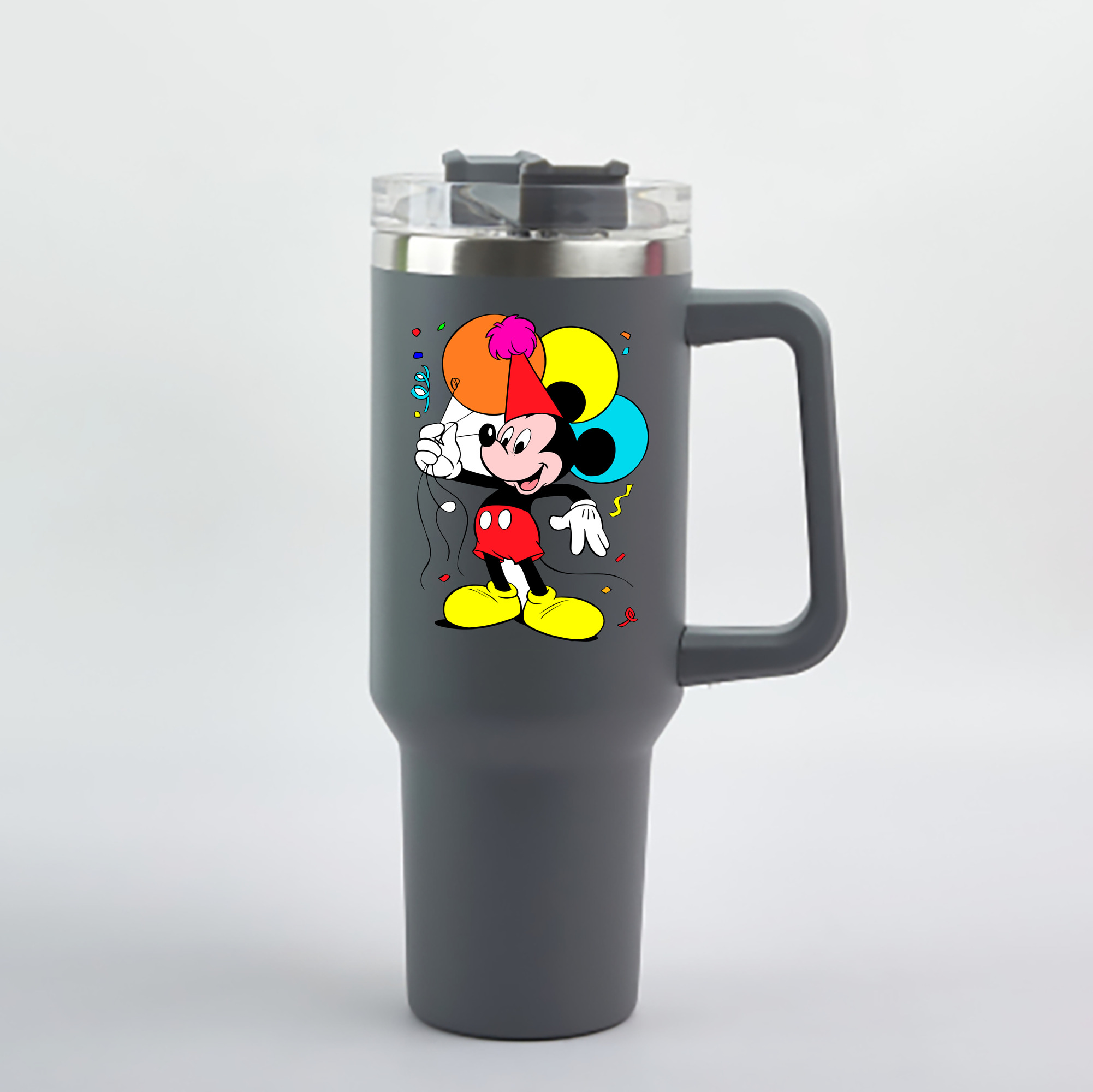 （画像用） ミッキーマウス Mickey Mouse 1200mL車用タンブラー - クリスタルステッカー（プラスチックストロー付き）