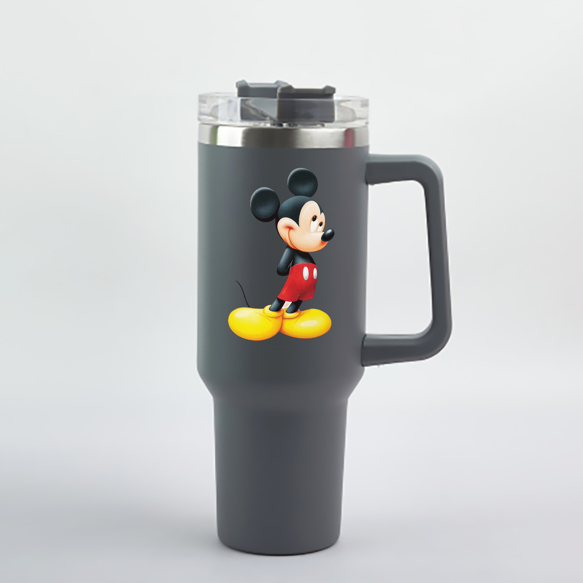 （画像用） ミッキーマウス Mickey Mouse 1200mL車用タンブラー - クリスタルステッカー（プラスチックストロー付き）