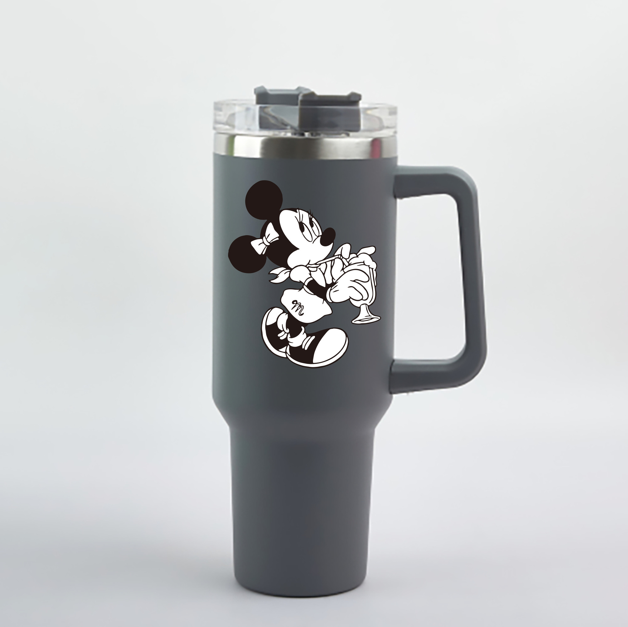 （画像用） ミッキーマウス Mickey Mouse 1200mL車用タンブラー - クリスタルステッカー（プラスチックストロー付き）