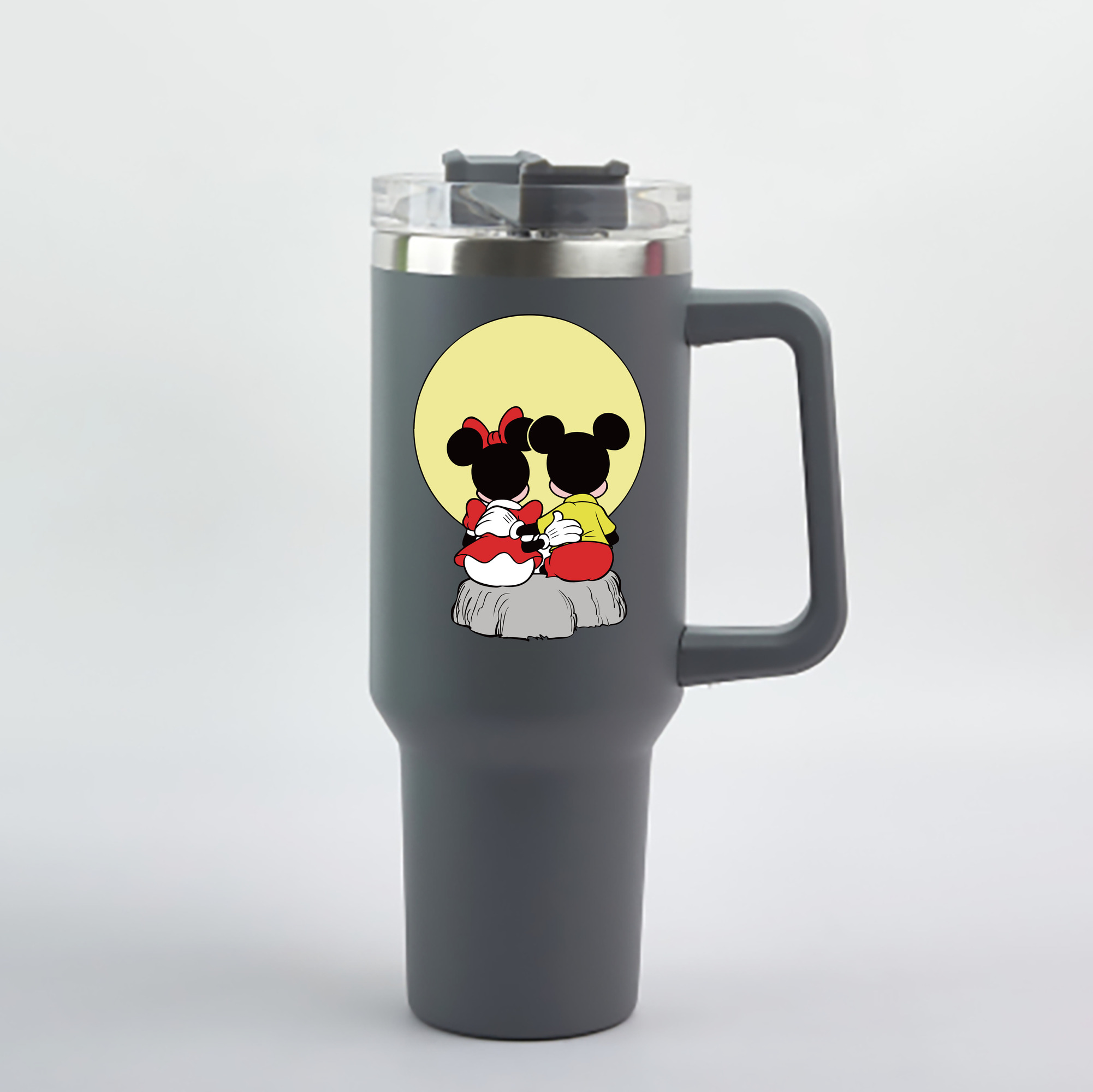 （画像用） ミッキーマウス Mickey Mouse 1200mL車用タンブラー - クリスタルステッカー（プラスチックストロー付き）