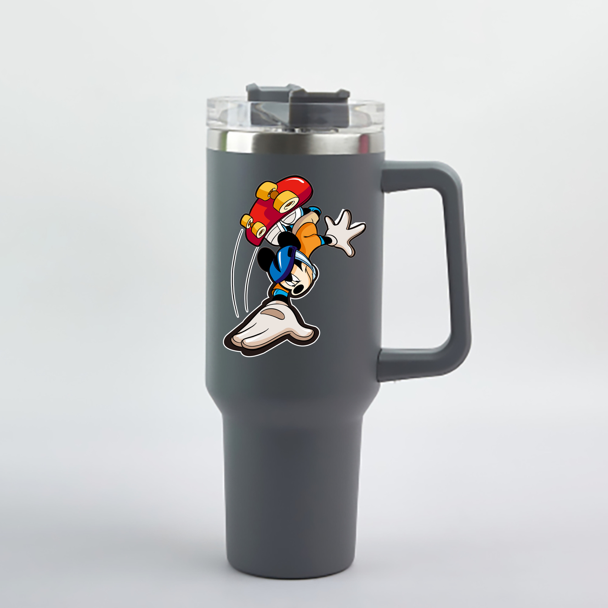 （画像用） ミッキーマウス Mickey Mouse 1200mL車用タンブラー - クリスタルステッカー（プラスチックストロー付き）