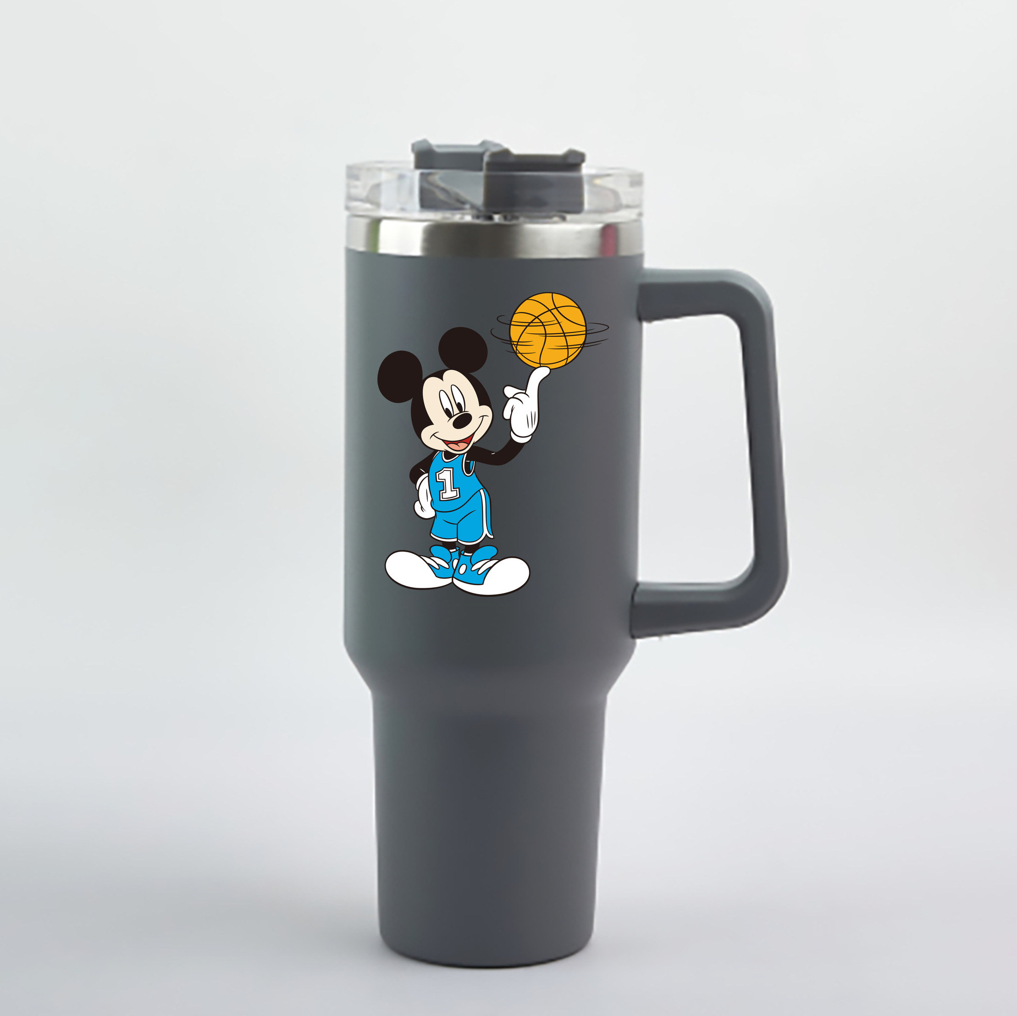 （画像用） ミッキーマウス Mickey Mouse 1200mL車用タンブラー - クリスタルステッカー（プラスチックストロー付き）