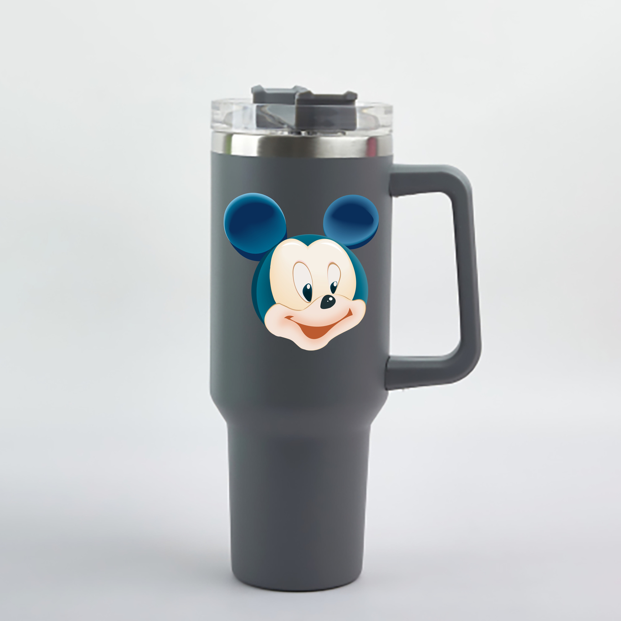 （画像用） ミッキーマウス Mickey Mouse 1200mL車用タンブラー - クリスタルステッカー（プラスチックストロー付き）