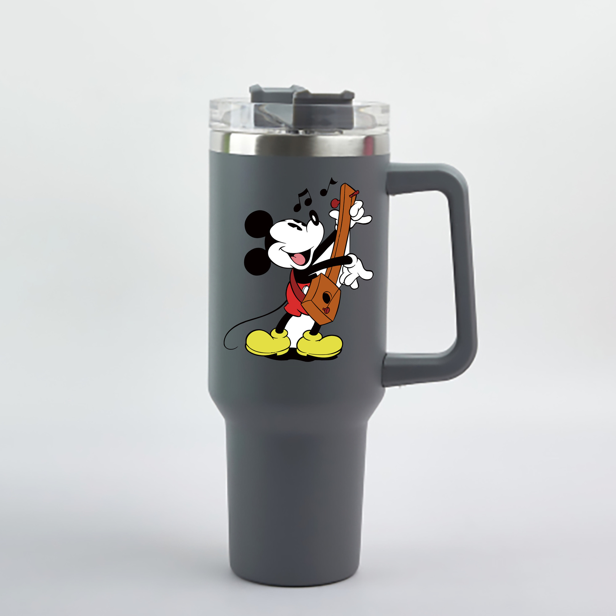 （画像用） ミッキーマウス Mickey Mouse 1200mL車用タンブラー - クリスタルステッカー（プラスチックストロー付き）