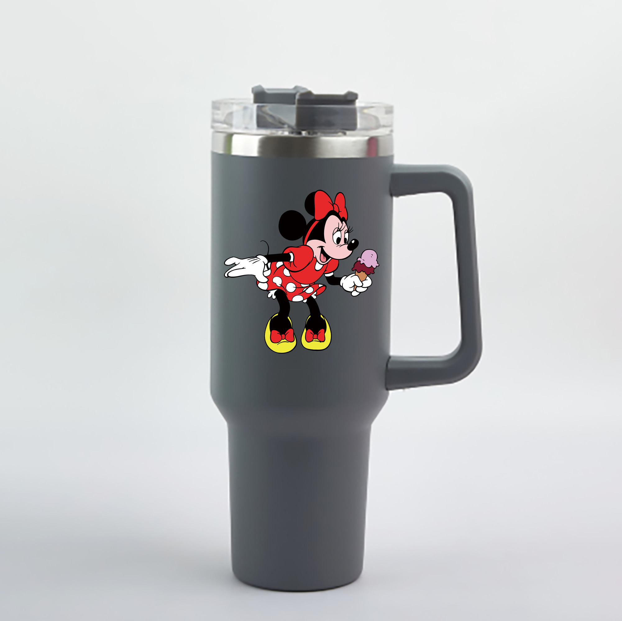 （画像用） ミッキーマウス Mickey Mouse 1200mL車用タンブラー - クリスタルステッカー（プラスチックストロー付き）