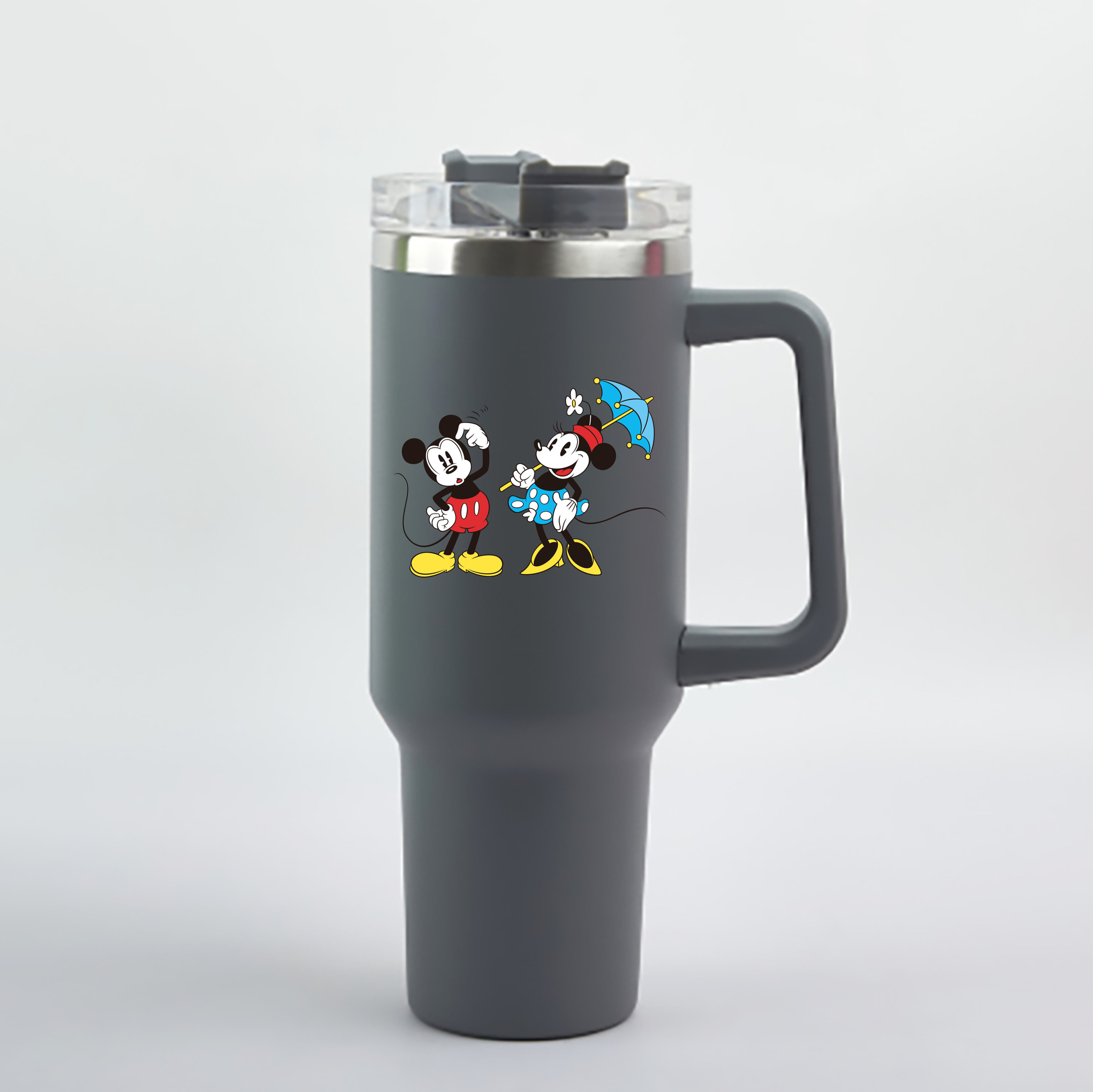 （画像用） ミッキーマウス Mickey Mouse 1200mL車用タンブラー - クリスタルステッカー（プラスチックストロー付き）