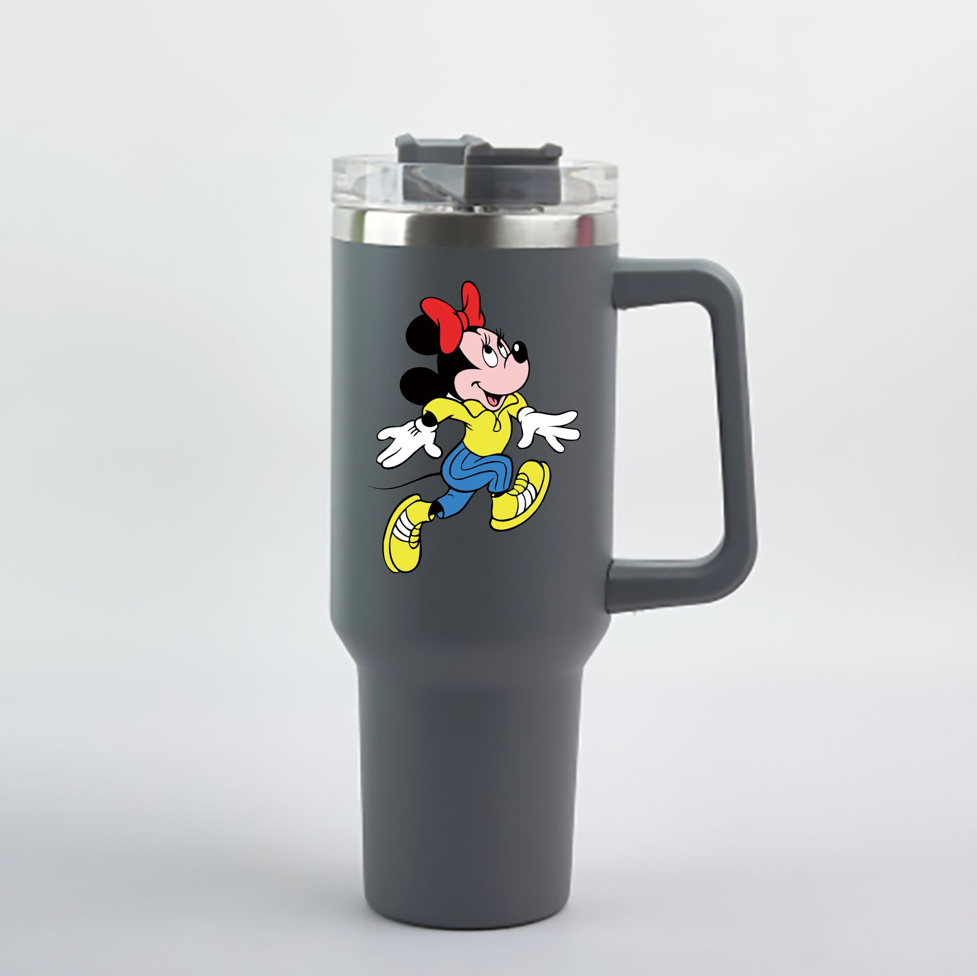 （画像用） ミッキーマウス Mickey Mouse 1200mL車用タンブラー - クリスタルステッカー（プラスチックストロー付き）