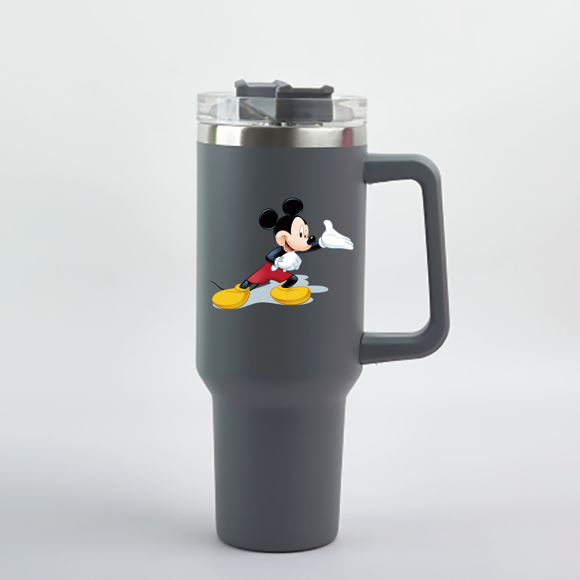 （画像用） ミッキーマウス Mickey Mouse 1200mL車用タンブラー - クリスタルステッカー（プラスチックストロー付き）