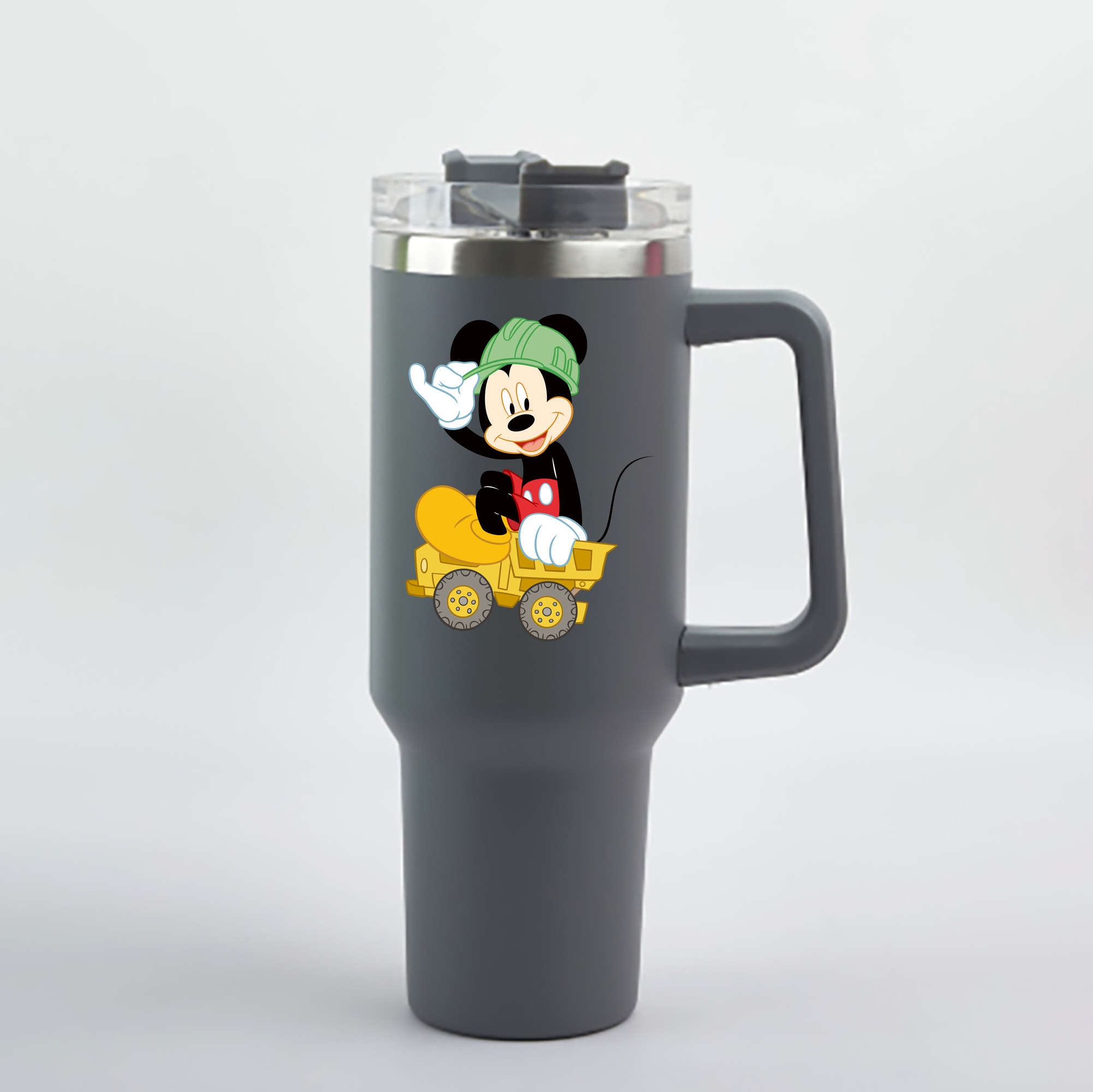 （画像用） ミッキーマウス Mickey Mouse 1200mL車用タンブラー - クリスタルステッカー（プラスチックストロー付き）