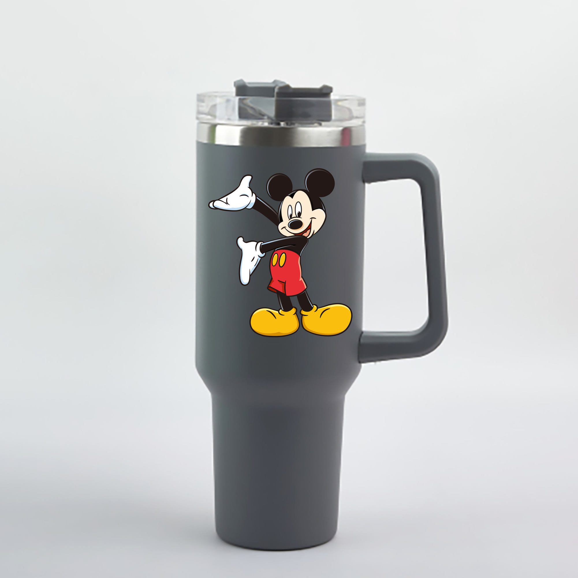 （画像用） ミッキーマウス Mickey Mouse 1200mL車用タンブラー - クリスタルステッカー（プラスチックストロー付き）