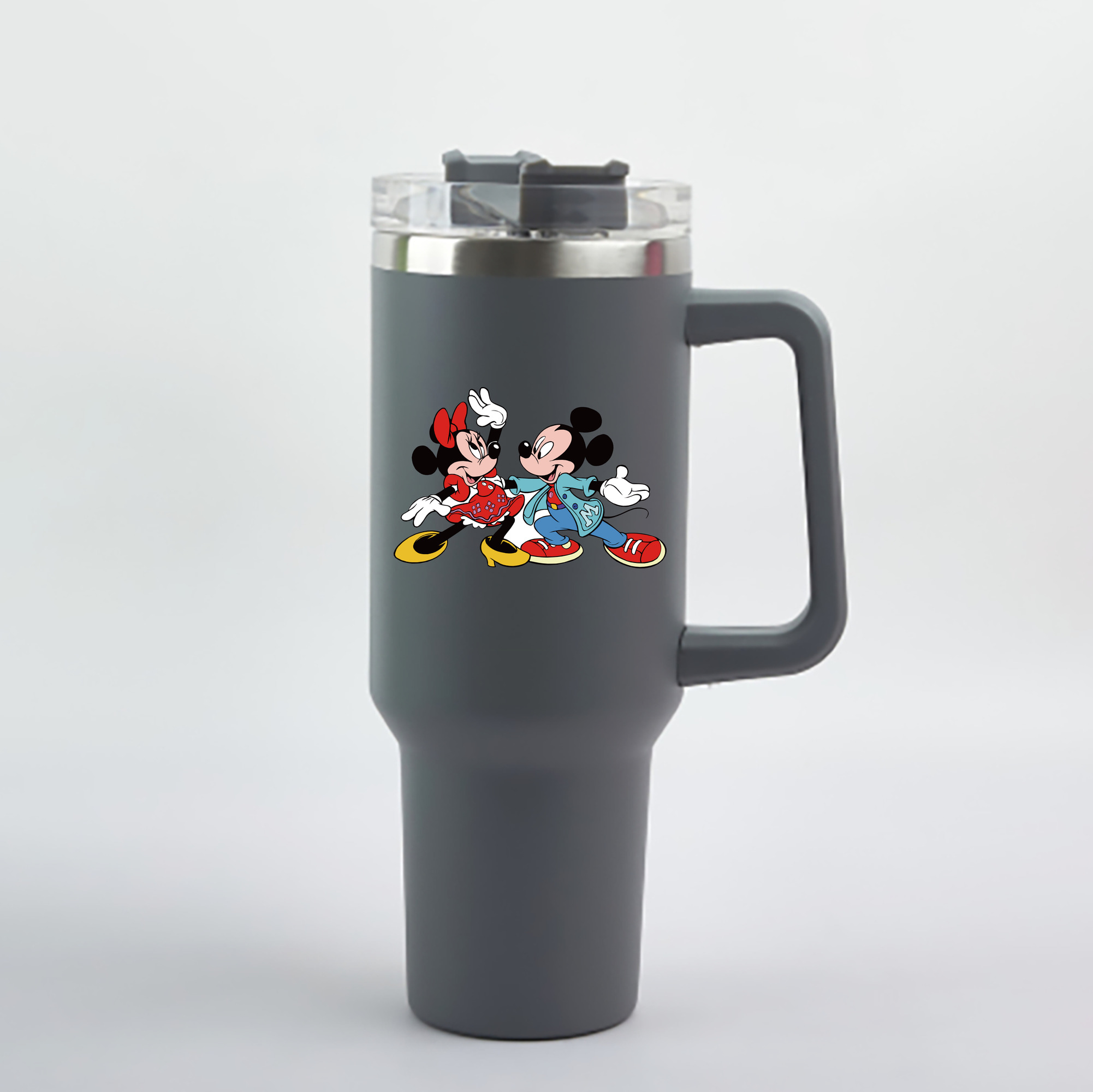 （画像用） ミッキーマウス Mickey Mouse 1200mL車用タンブラー - クリスタルステッカー（プラスチックストロー付き）