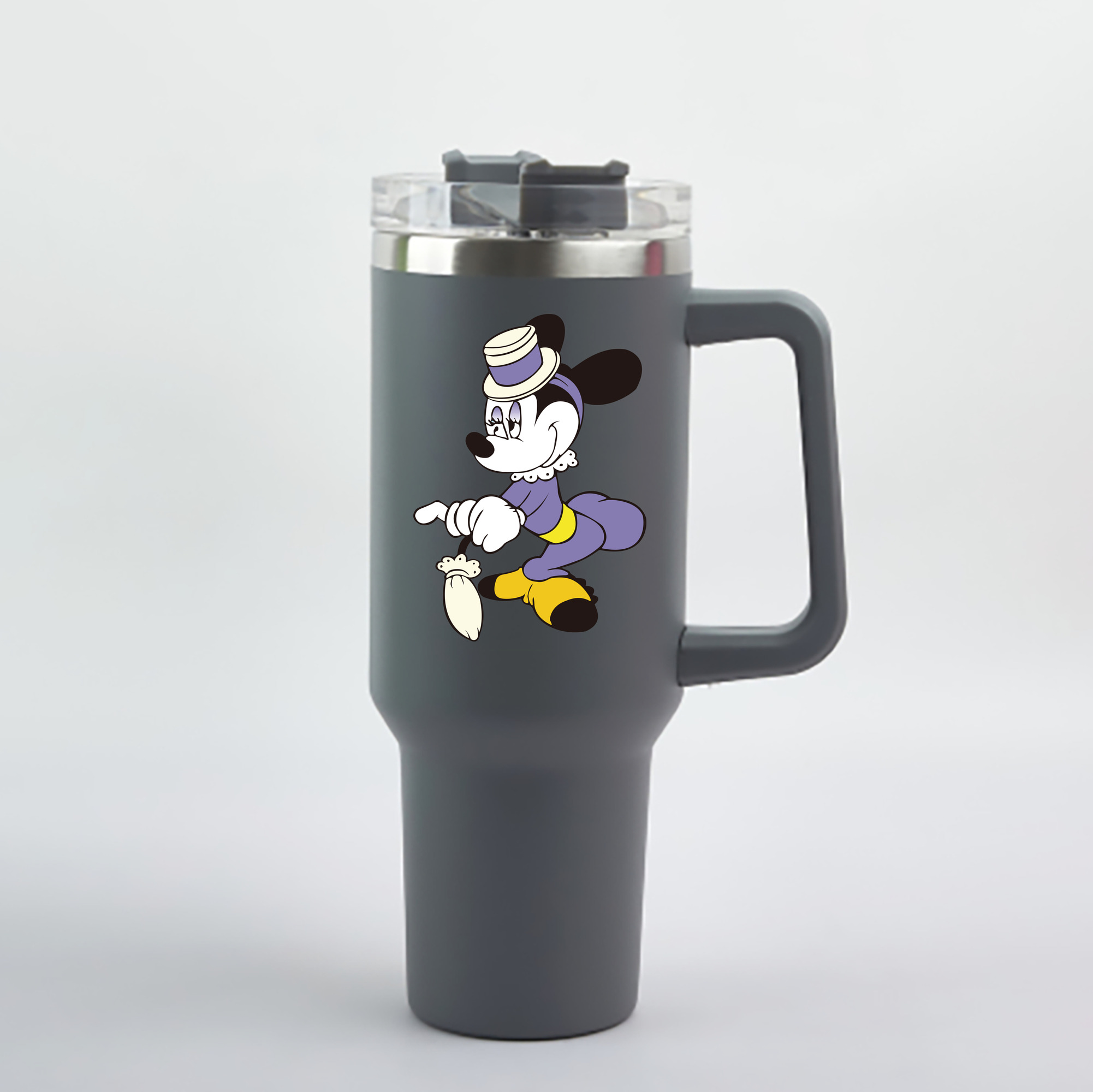 （画像用） ミッキーマウス Mickey Mouse 1200mL車用タンブラー - クリスタルステッカー（プラスチックストロー付き）