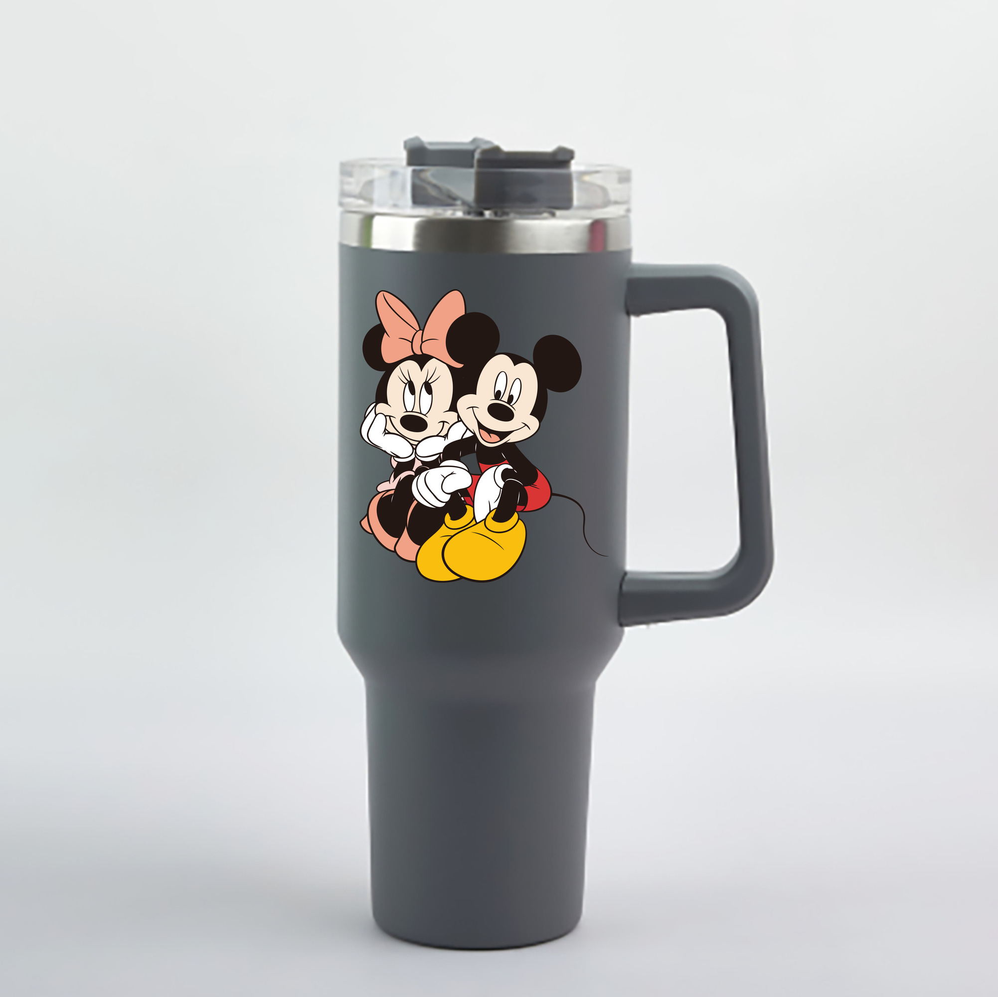 （画像用） ミッキーマウス Mickey Mouse 1200mL車用タンブラー - クリスタルステッカー（プラスチックストロー付き）