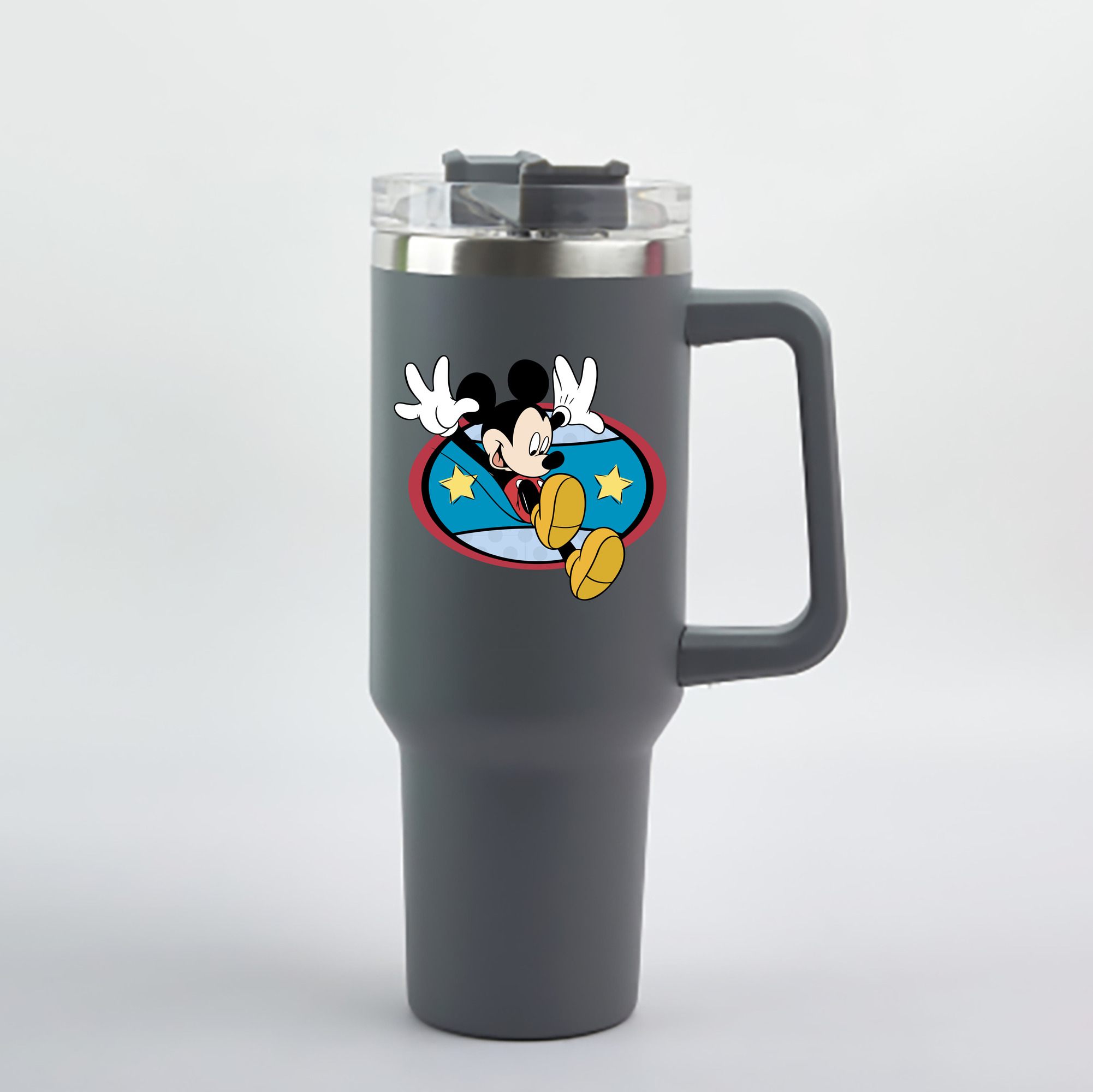 （画像用） ミッキーマウス Mickey Mouse 1200mL車用タンブラー - クリスタルステッカー（プラスチックストロー付き）