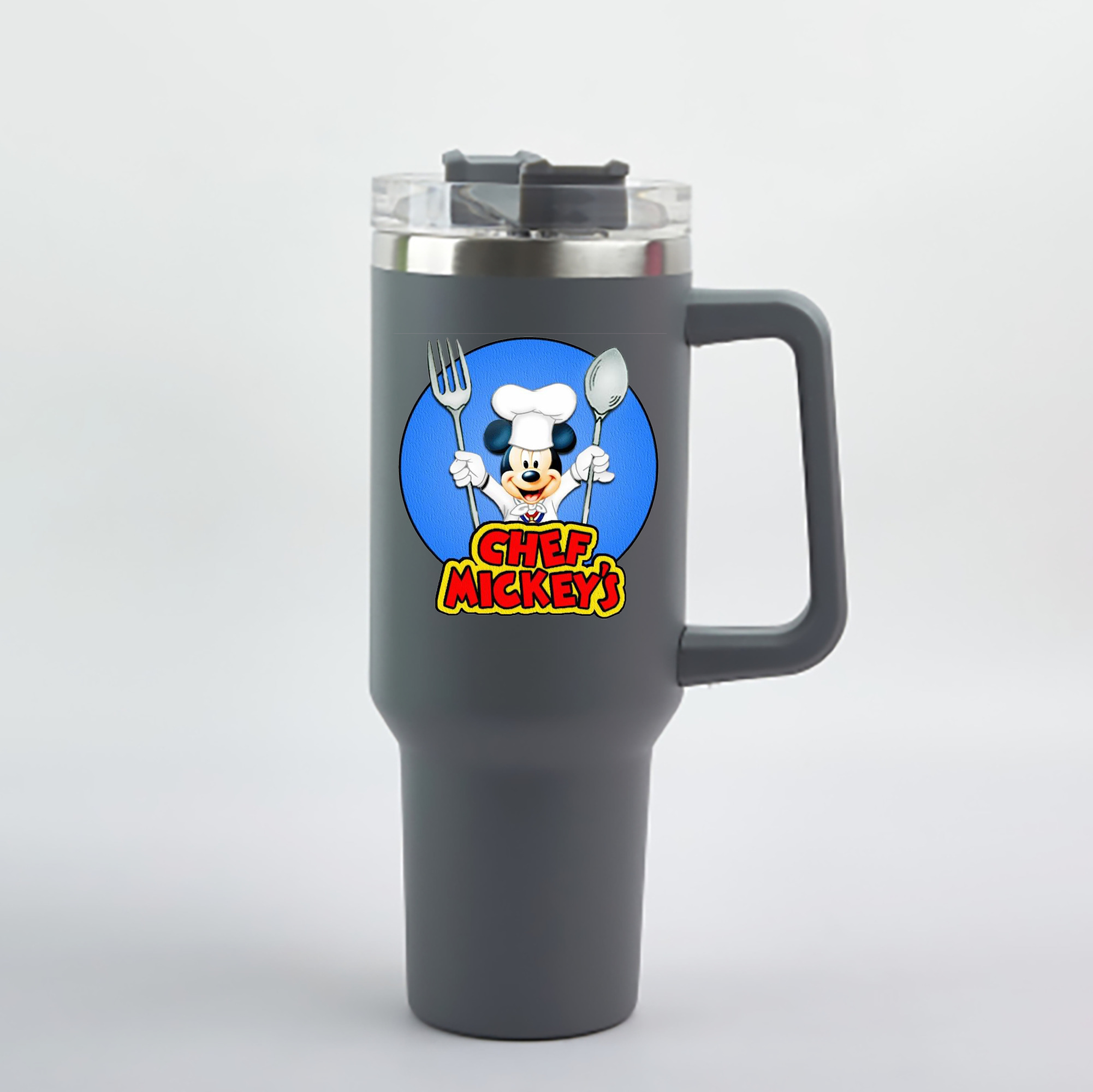 （画像用） ミッキーマウス Mickey Mouse 1200mL車用タンブラー - クリスタルステッカー（プラスチックストロー付き）