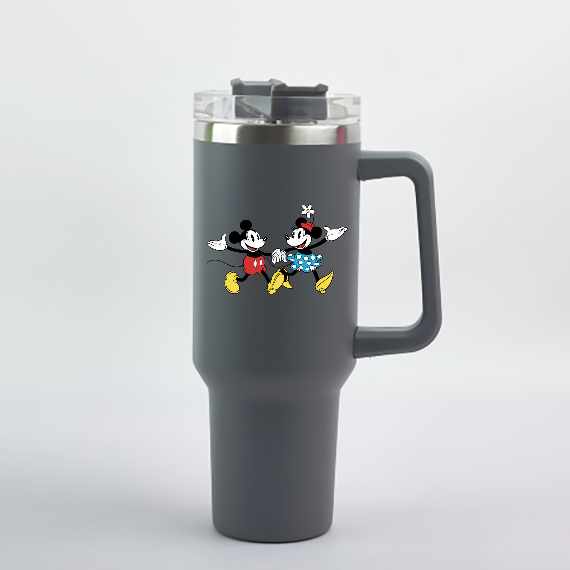 （画像用） ミッキーマウス Mickey Mouse 1200mL車用タンブラー - クリスタルステッカー（プラスチックストロー付き）