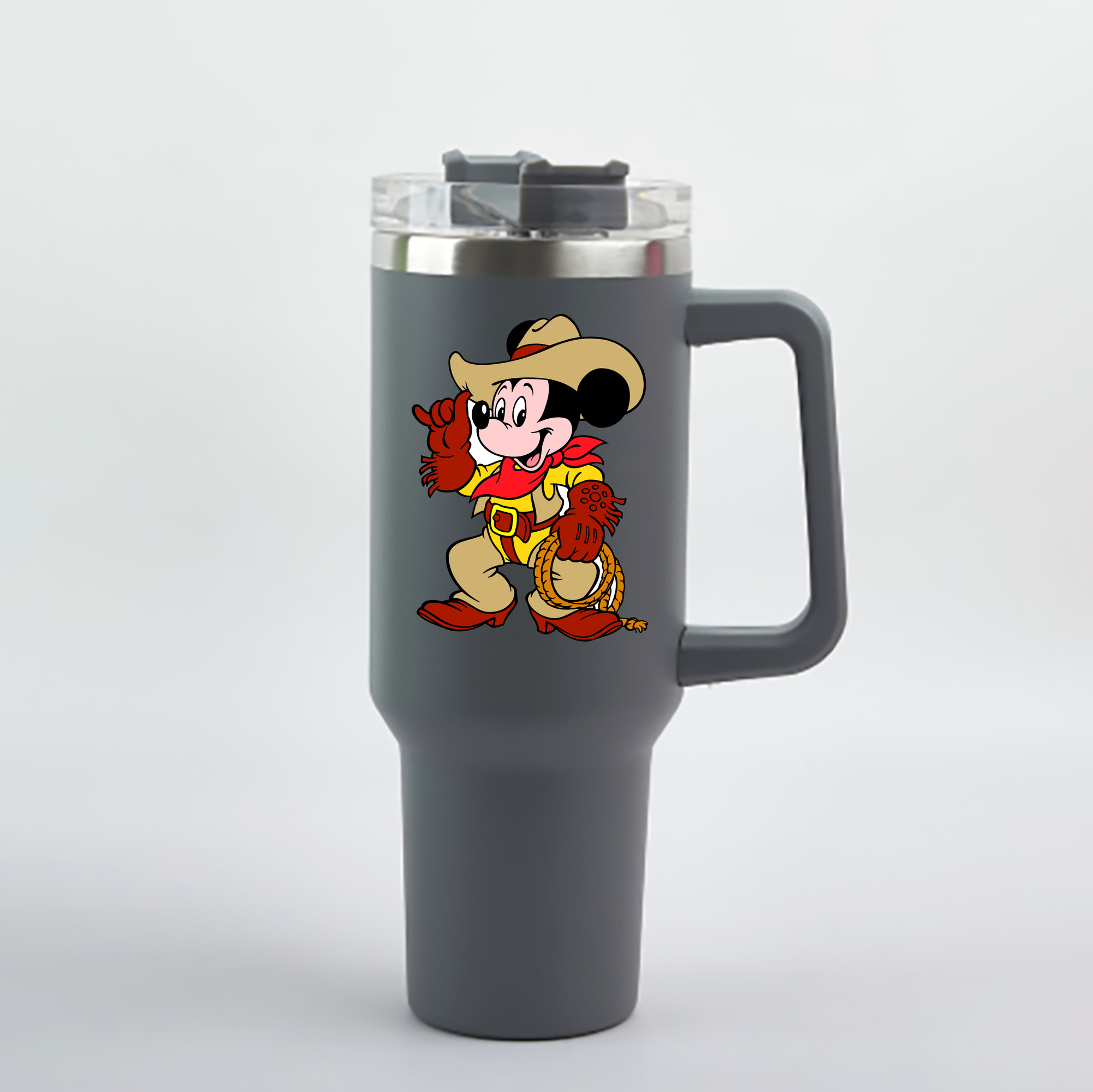 （画像用） ミッキーマウス Mickey Mouse 1200mL車用タンブラー - クリスタルステッカー（プラスチックストロー付き）