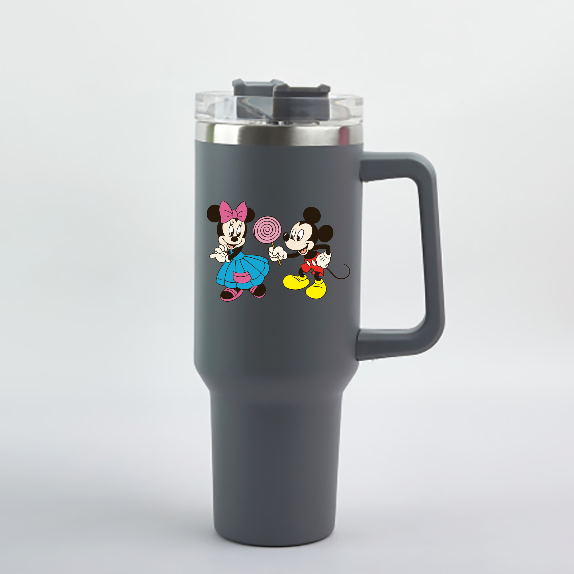 （画像用） ミッキーマウス Mickey Mouse 1200mL車用タンブラー - クリスタルステッカー（プラスチックストロー付き）