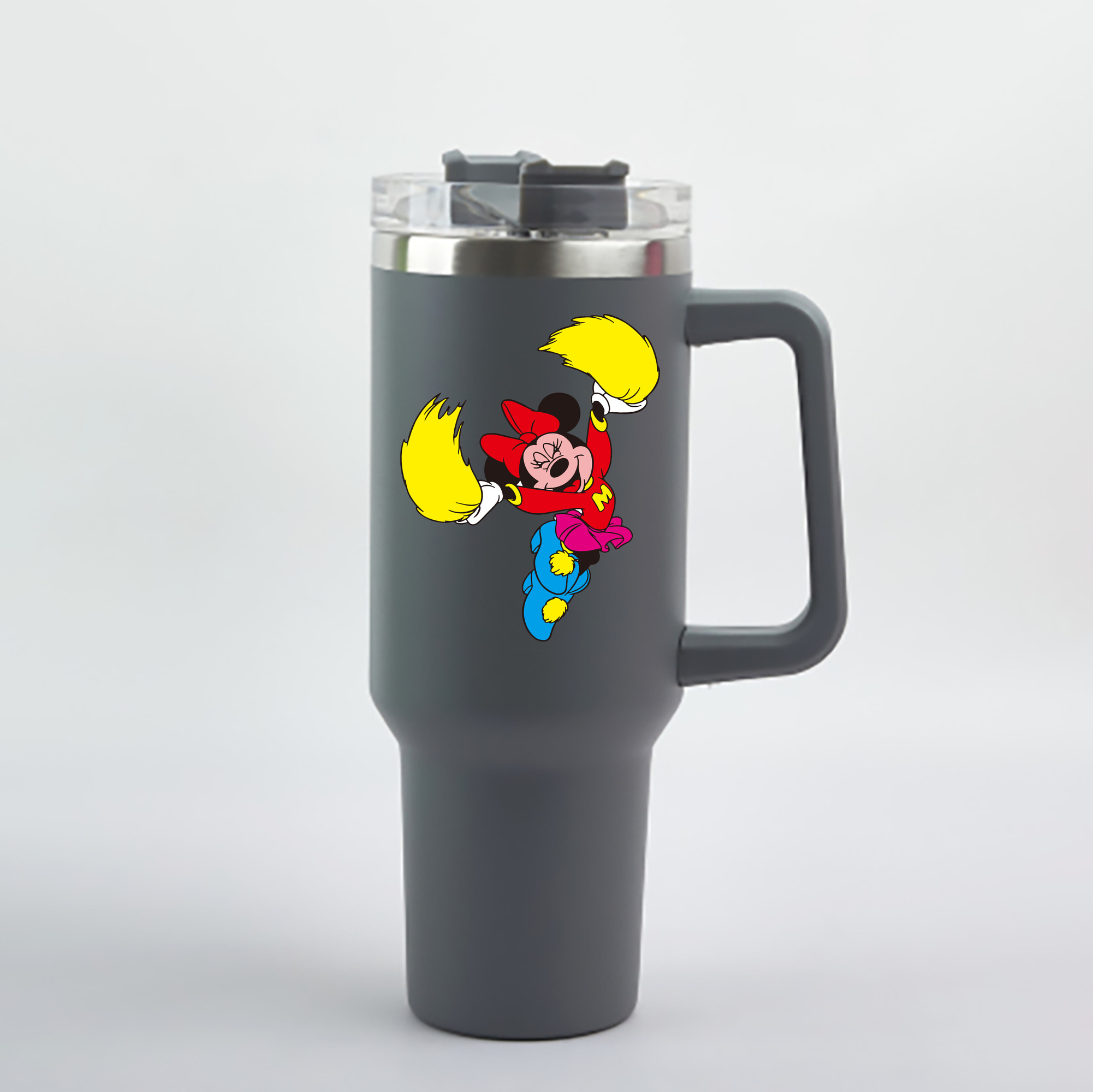 （画像用） ミッキーマウス Mickey Mouse 1200mL車用タンブラー - クリスタルステッカー（プラスチックストロー付き）