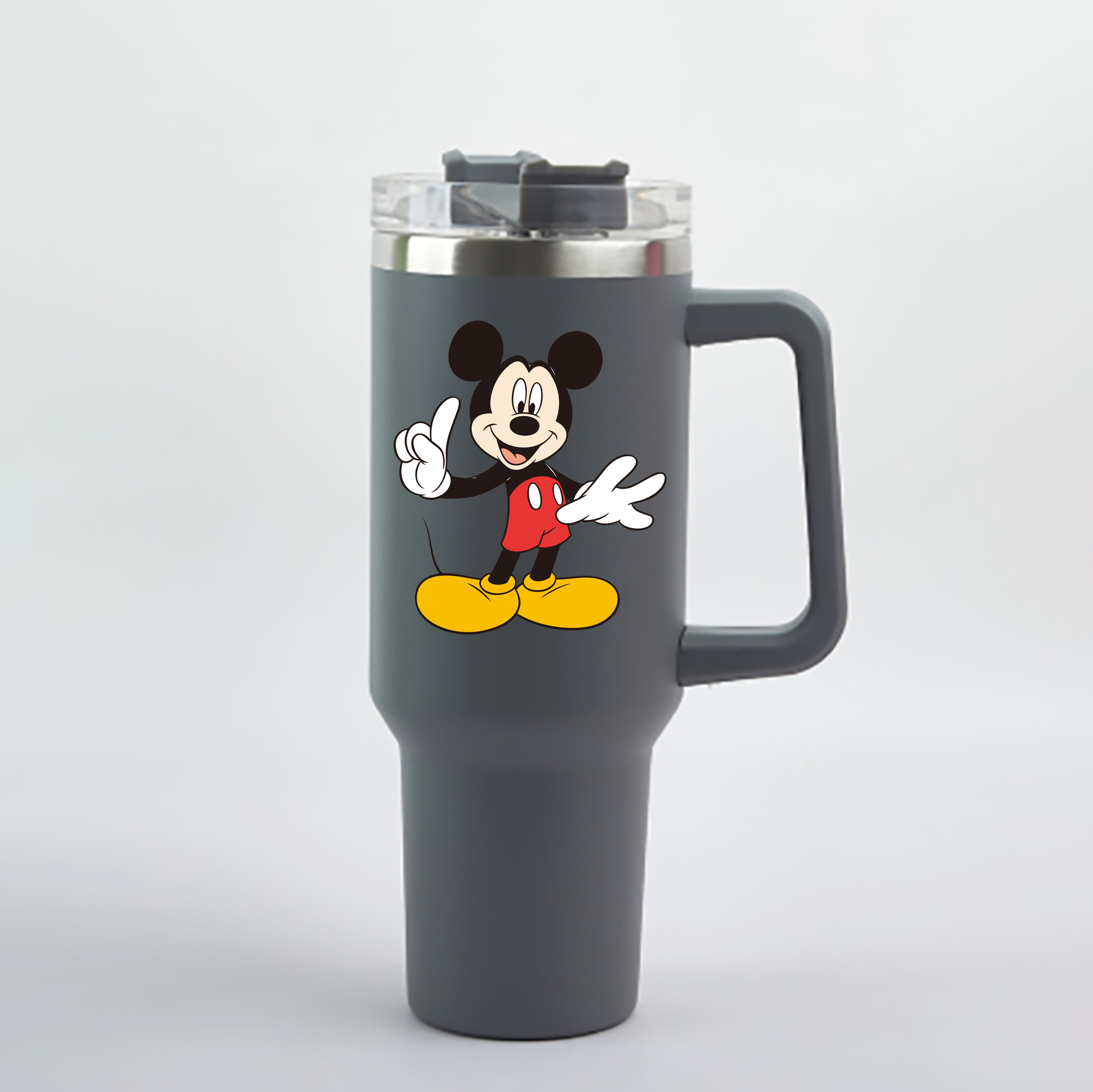 （画像用） ミッキーマウス Mickey Mouse 1200mL車用タンブラー - クリスタルステッカー（プラスチックストロー付き）