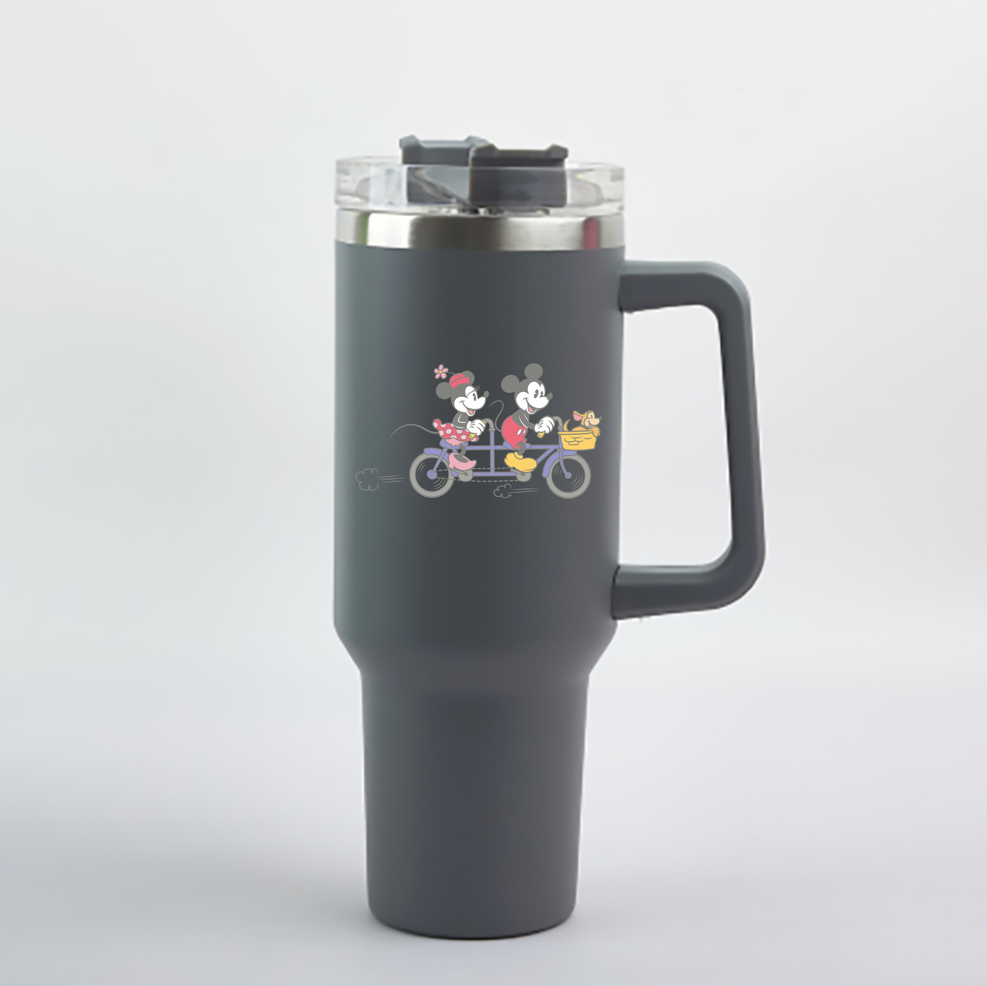 （画像用） ミッキーマウス Mickey Mouse 1200mL車用タンブラー - クリスタルステッカー（プラスチックストロー付き）