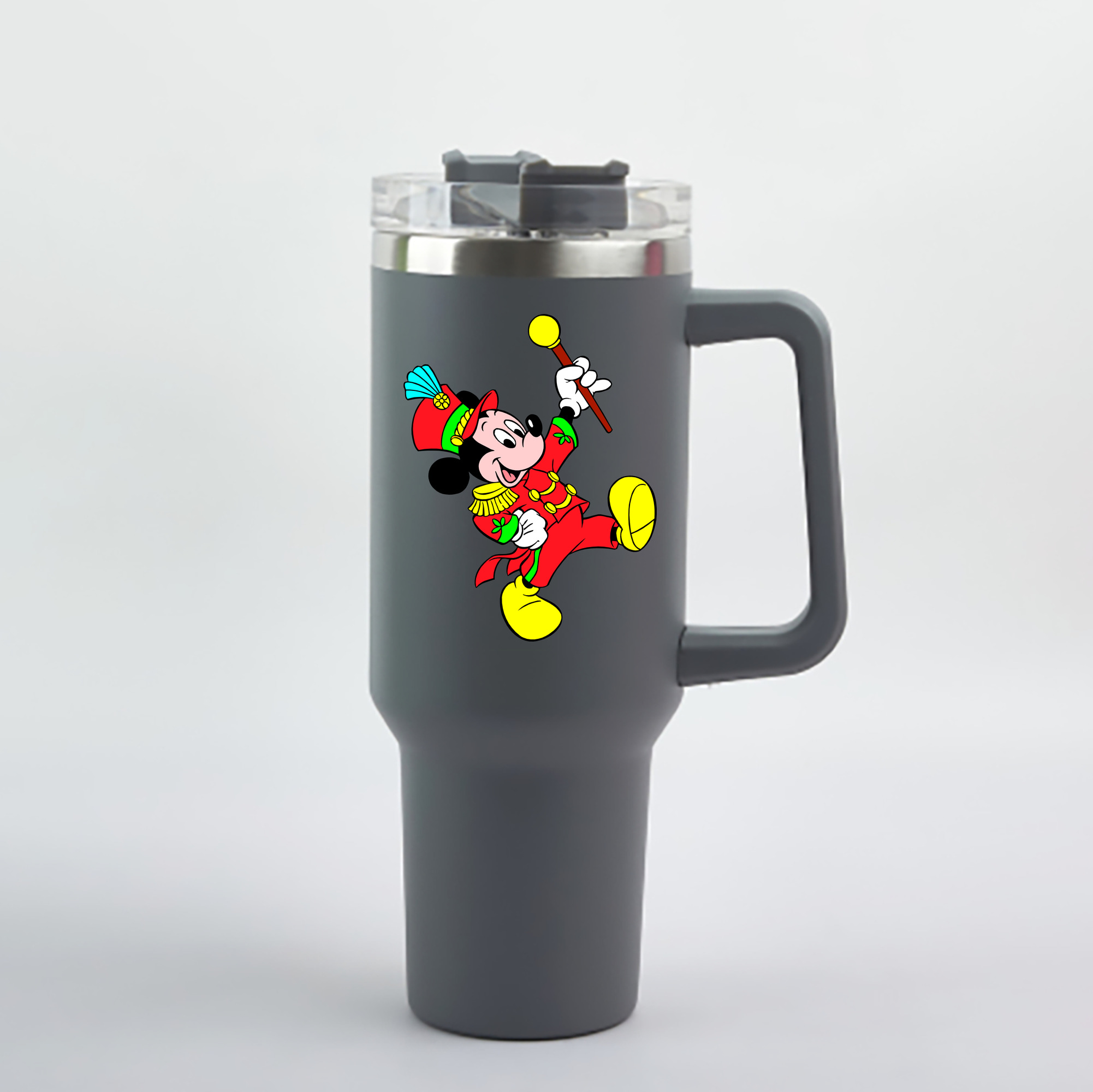 （画像用） ミッキーマウス Mickey Mouse 1200mL車用タンブラー - クリスタルステッカー（プラスチックストロー付き）
