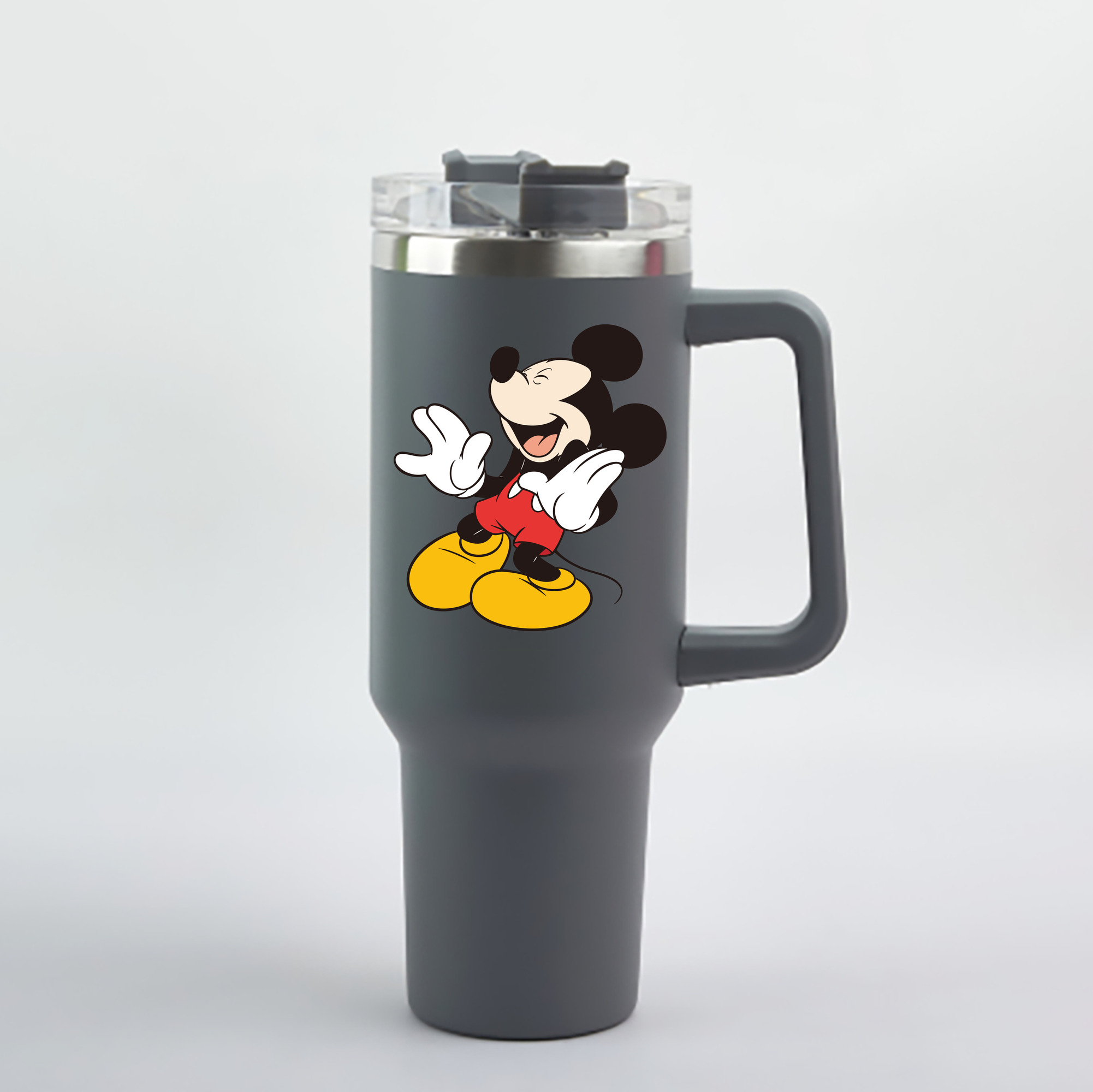 （画像用） ミッキーマウス Mickey Mouse 1200mL車用タンブラー - クリスタルステッカー（プラスチックストロー付き）